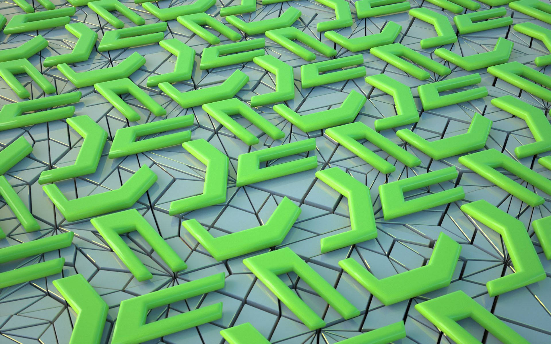 En collage af 3D-former i varierende grønne nuancer Wallpapers
