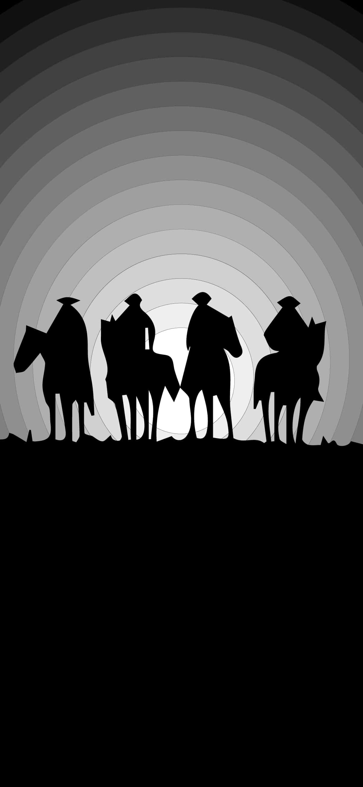 En ensom cowboy-silhuet mod en levende solnedgang på en iPhone-skærm Wallpapers