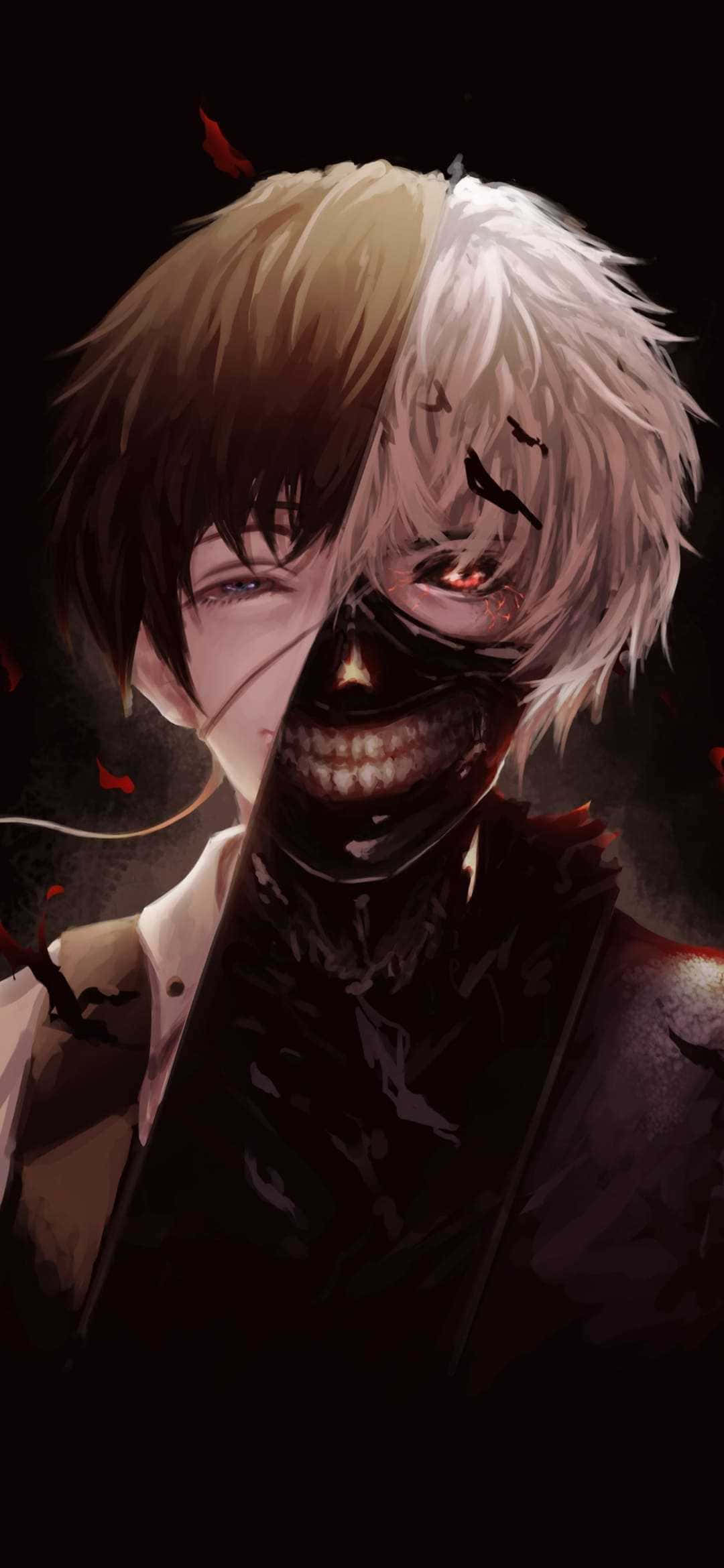 En ensom Ken Kaneki står midt i mørket Wallpapers