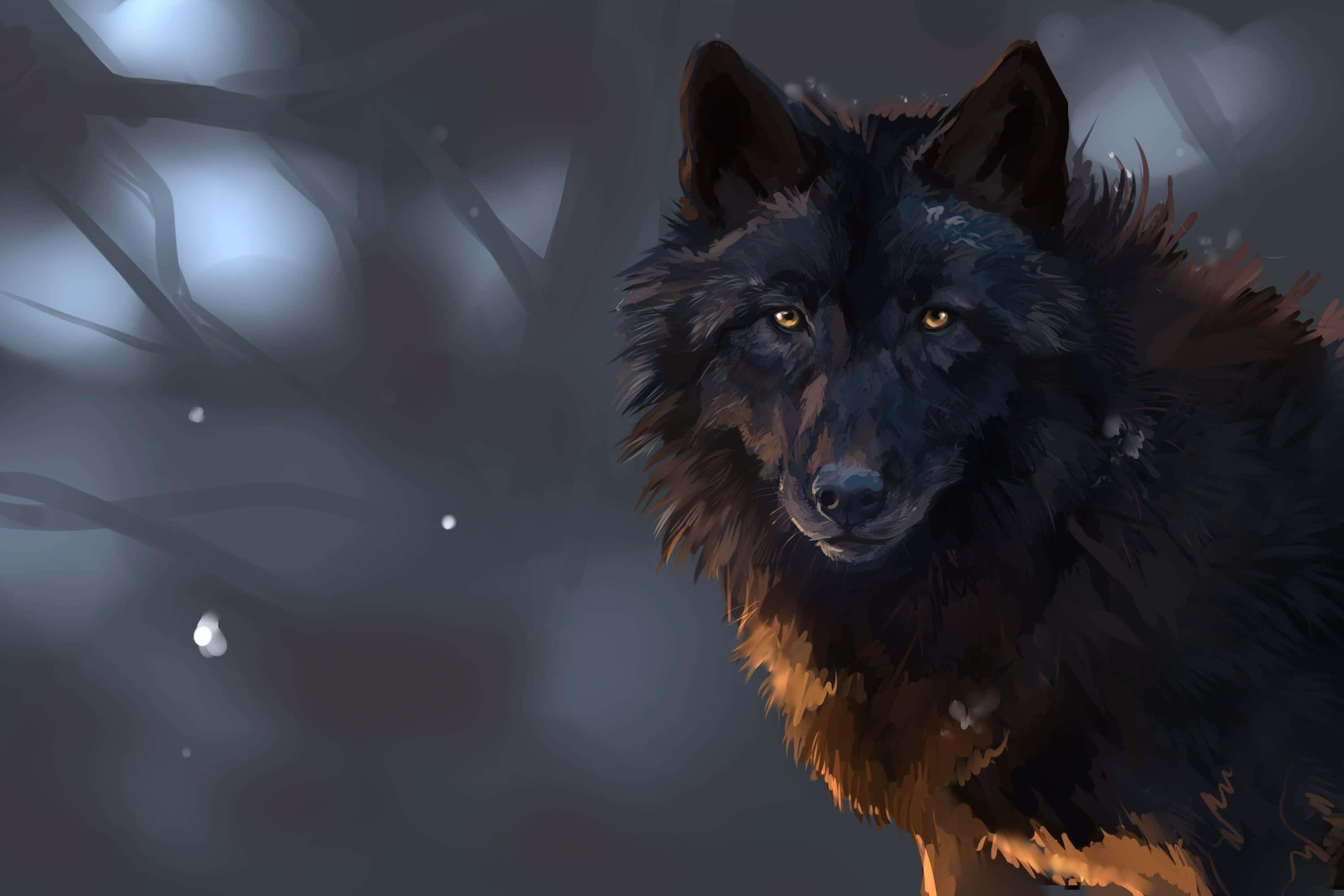 En ensom ulv hyler mod nattehimlen Wallpapers