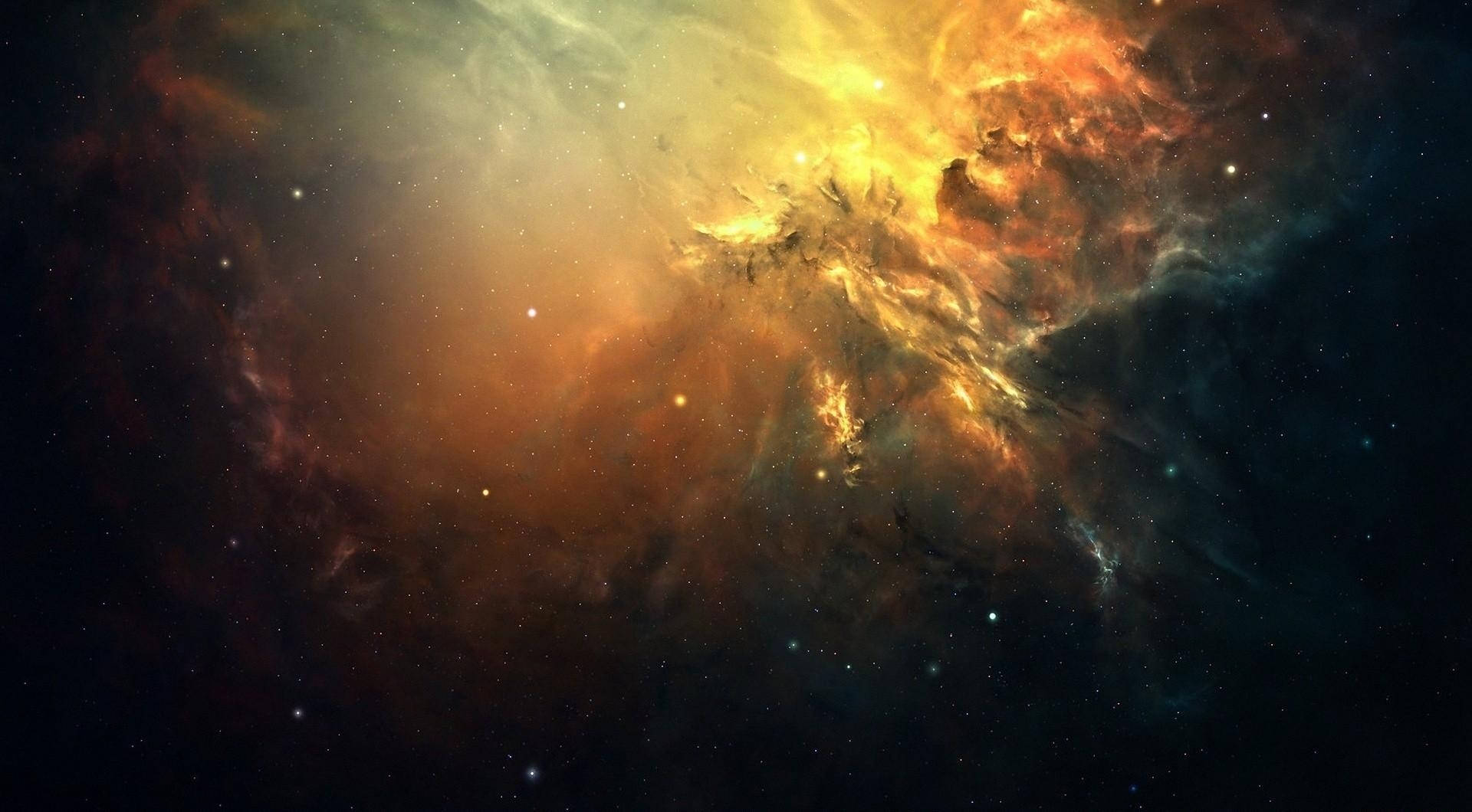 En fantastisk udsigt over brændende kosmisk støv og galakse i det ydre rum Wallpapers