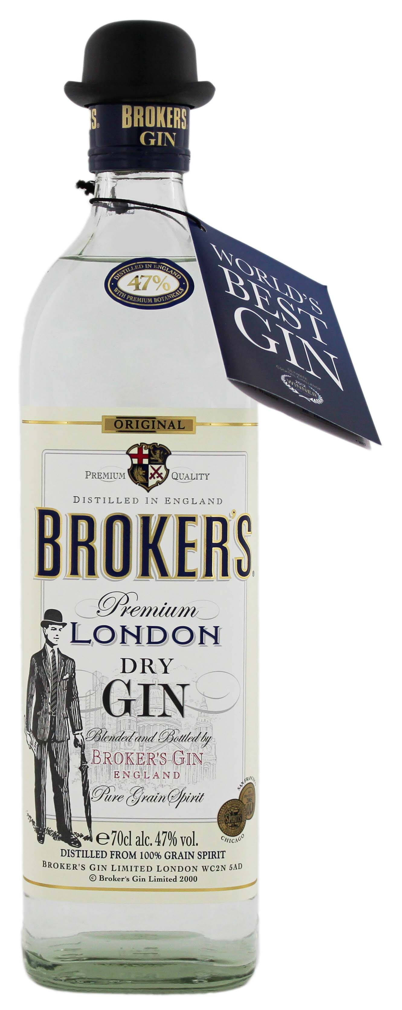 En flaske Brokers Gin med sin karakteristiske bowlerhat Wallpapers