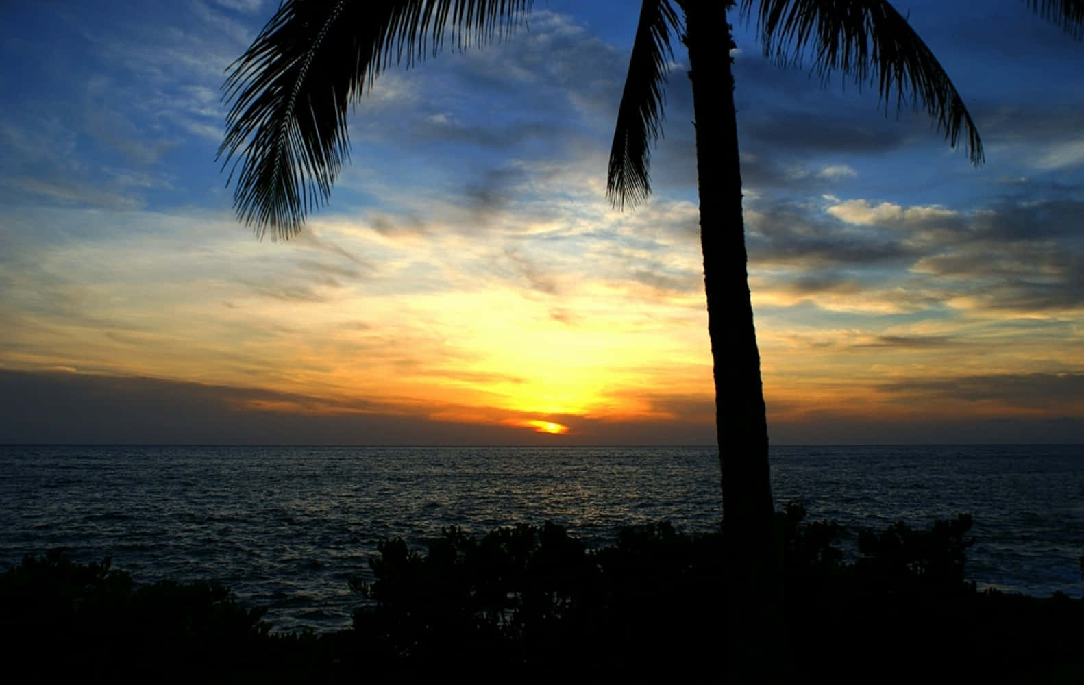 En fredelig og rolig solnedgang ved stranden Wallpapers