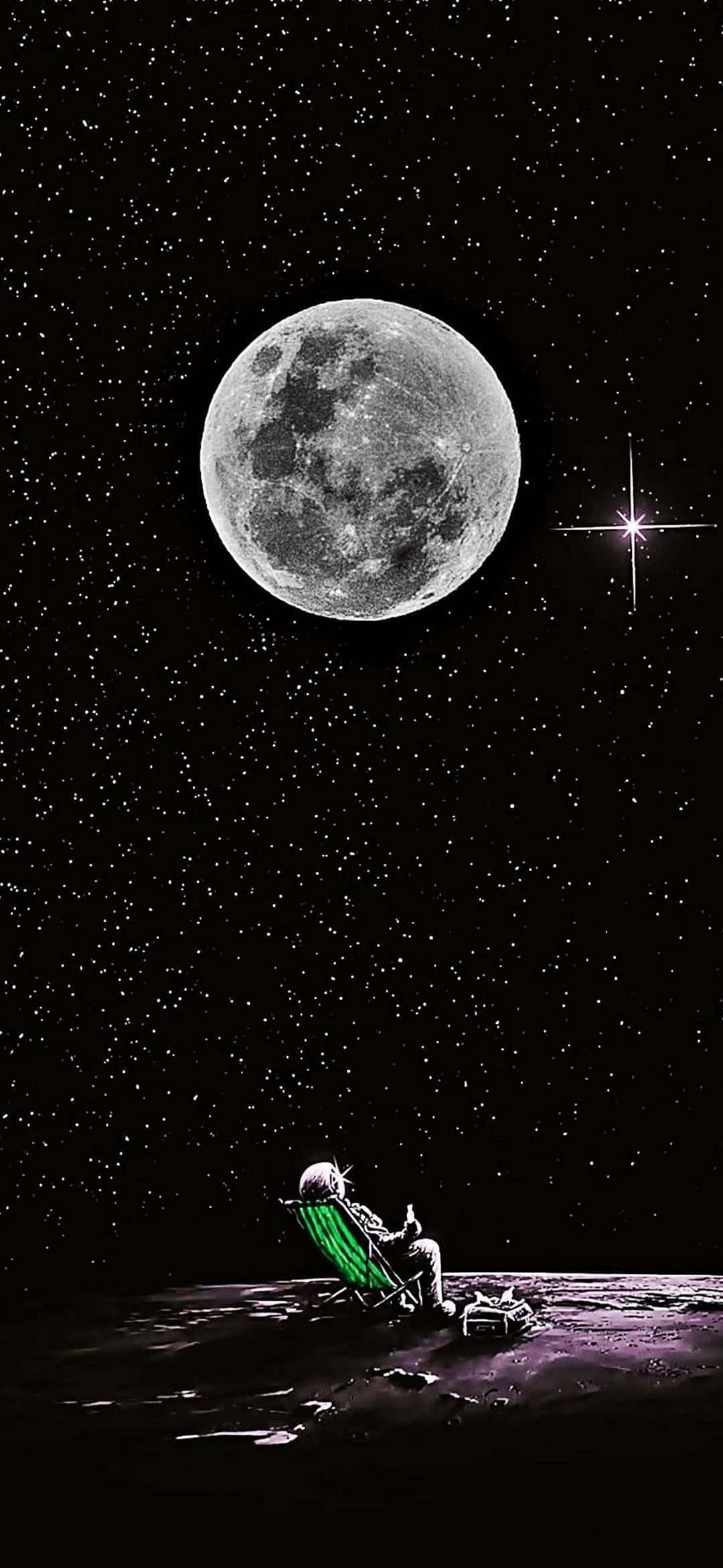 en grøn sko på månen med en grøn måne Wallpapers