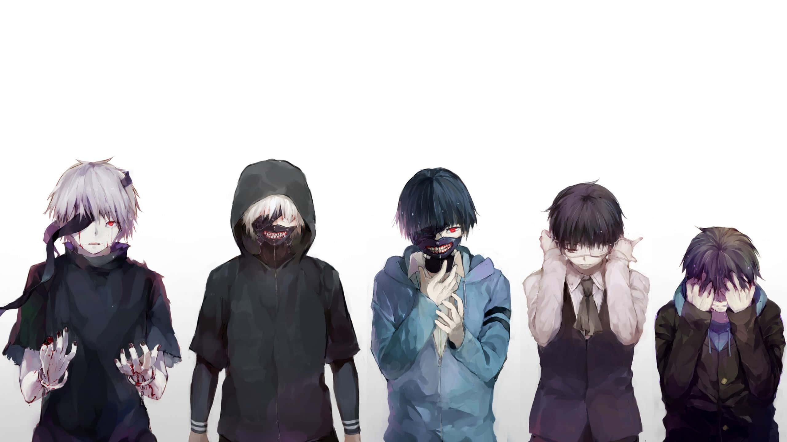 en gruppe anime-figurer står på række Wallpapers