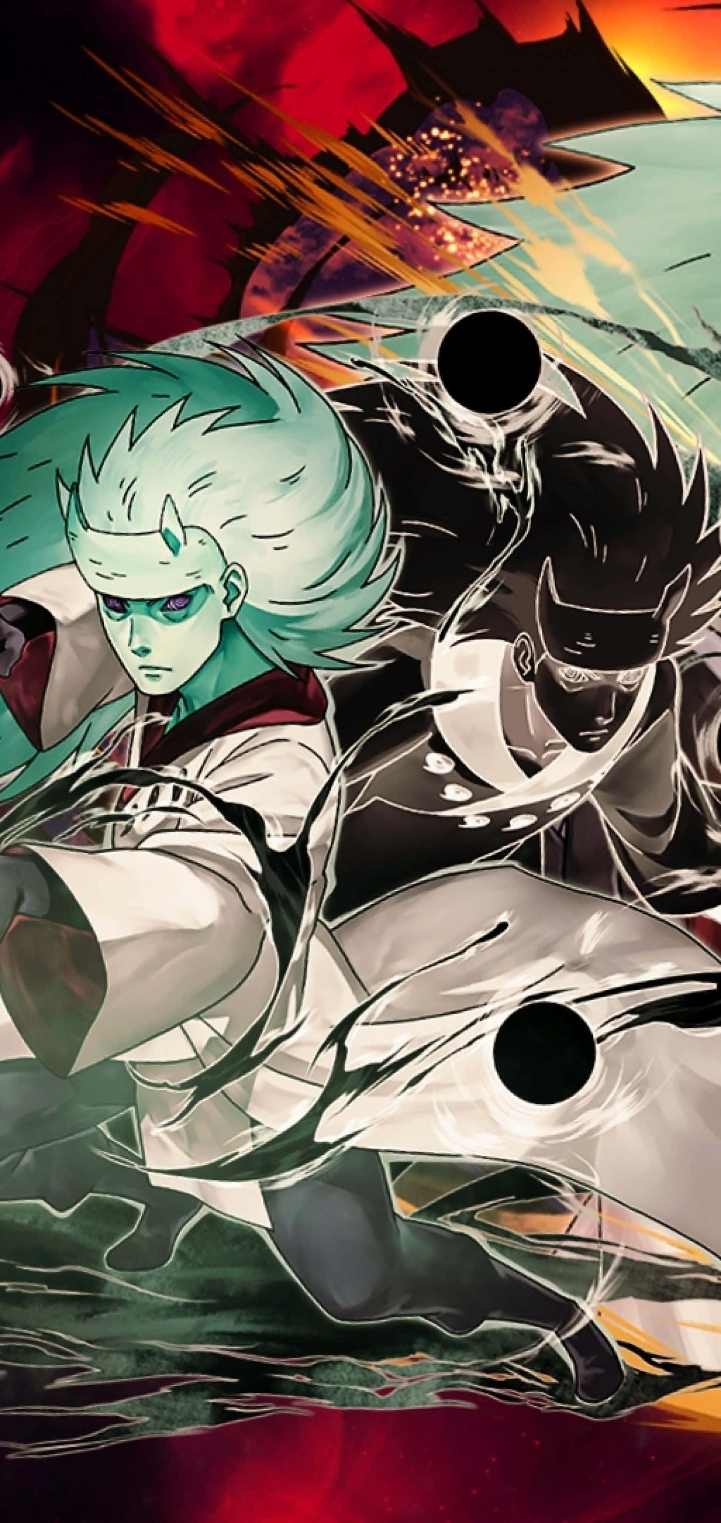 en gruppe anime-karakterer i en ild Wallpapers