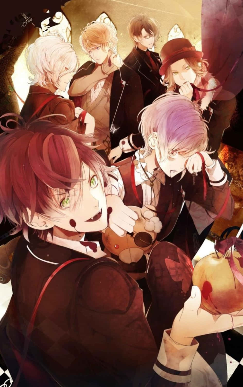 en gruppe anime-karakterer der holder æbler Wallpapers