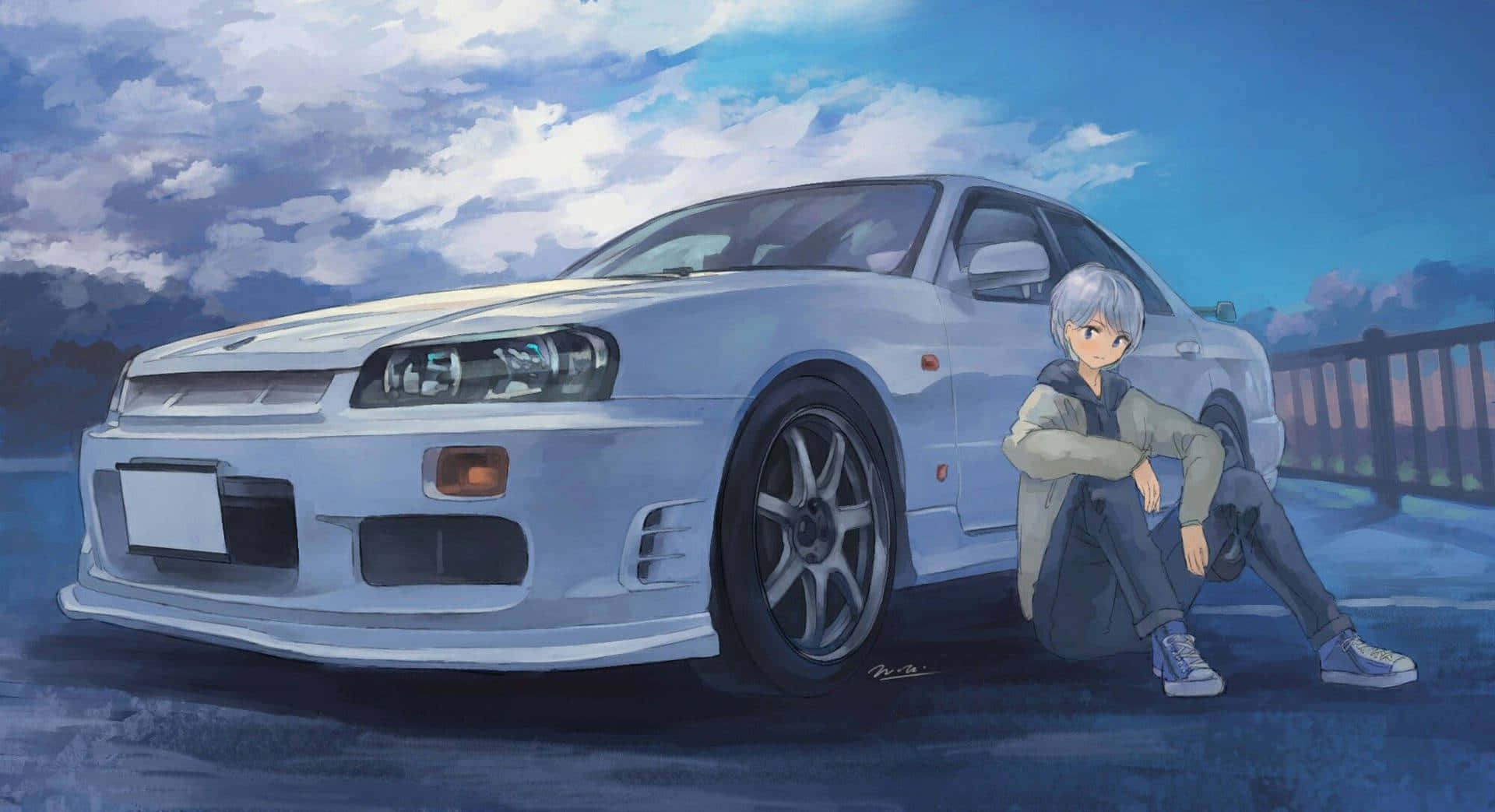 En højhastigheds sportsvogn i anime-verdenen Wallpapers