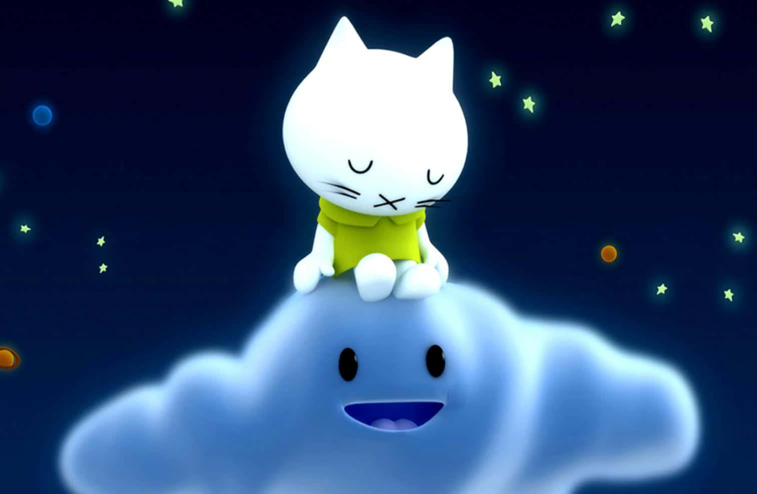 En kat, der sidder oven på en sky Wallpapers