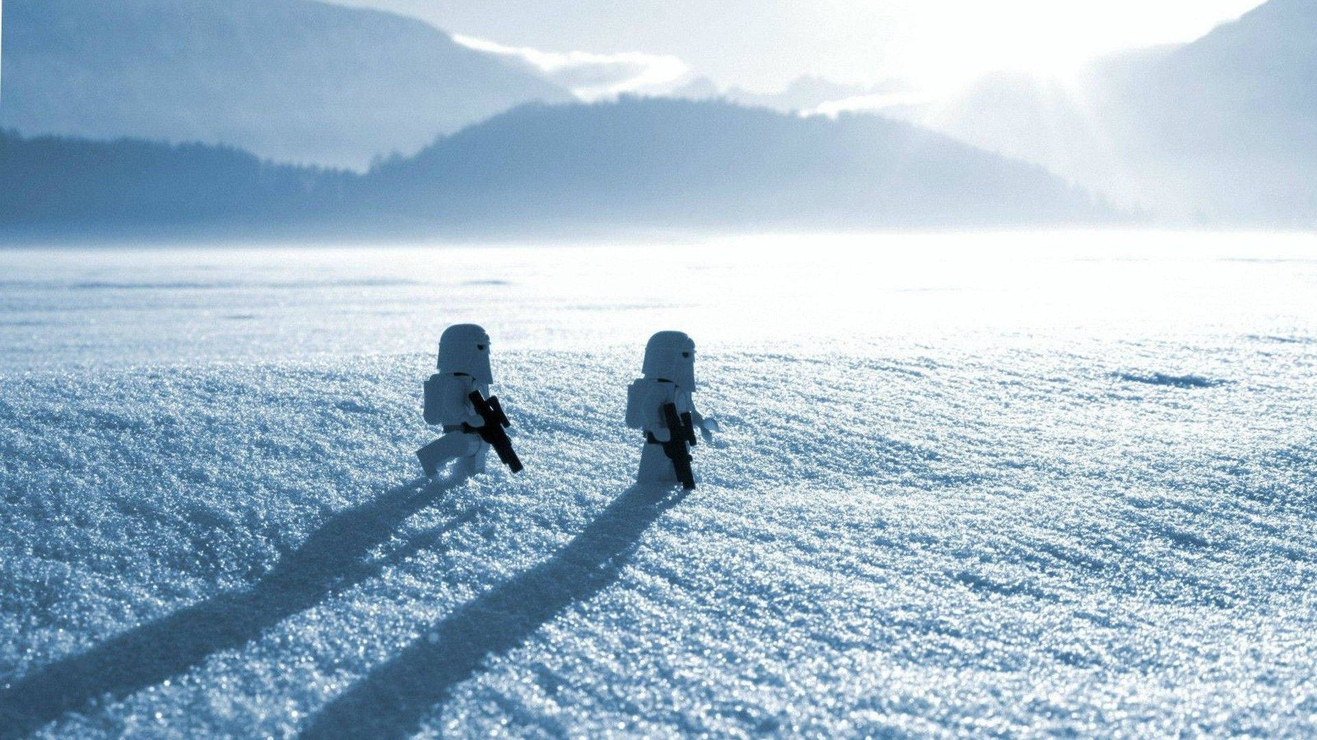 Star Wars-baggrundsbillede af klonkriger, der går på is i en klar solrig vinter — Star Wars Wallpapers