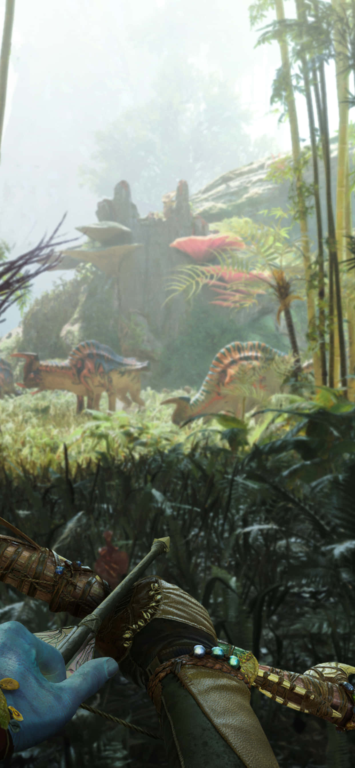 en kvinde holder et sværd i en jungle Wallpapers