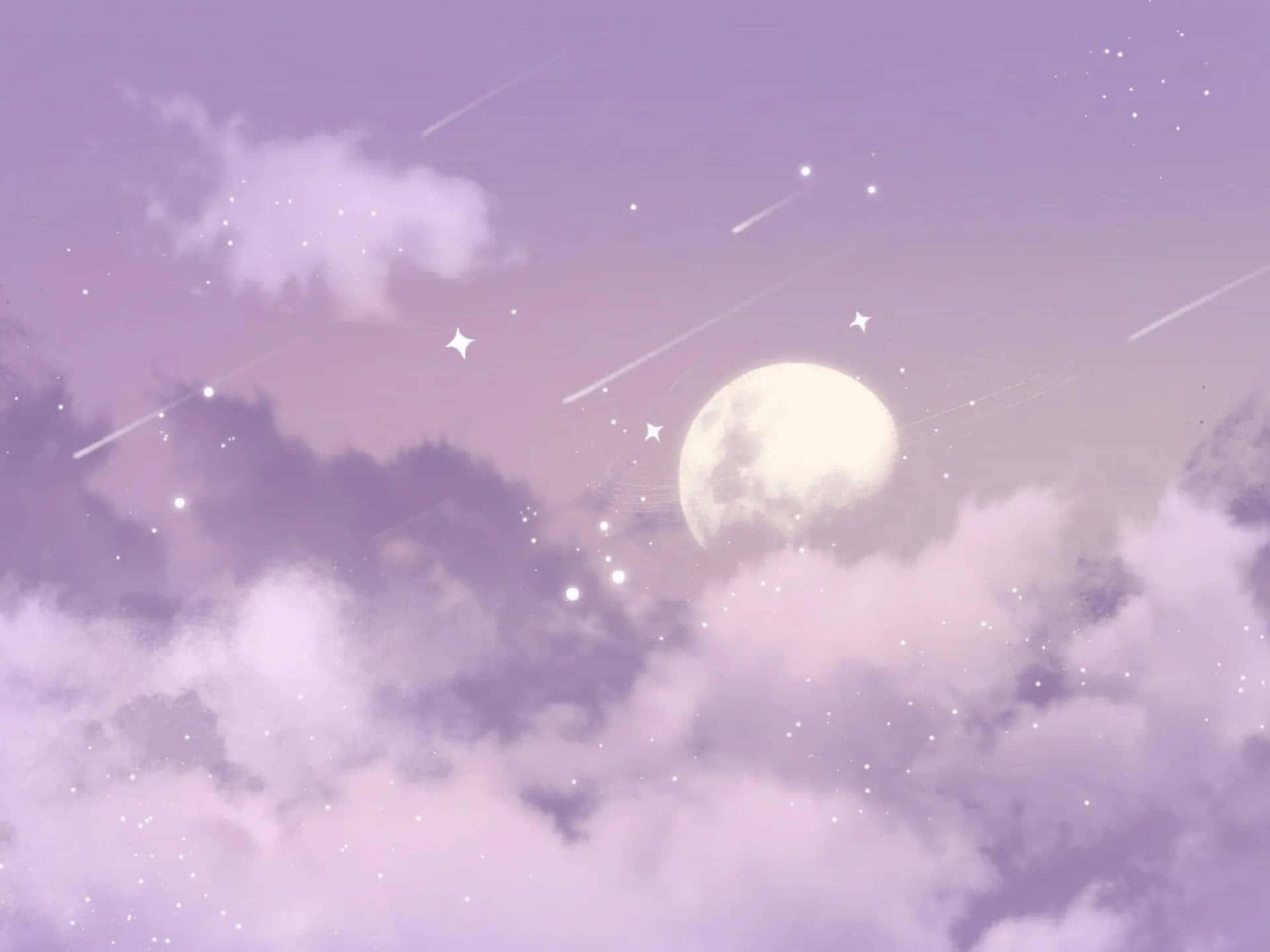 En lilla himmel med skyer og stjerner Wallpapers