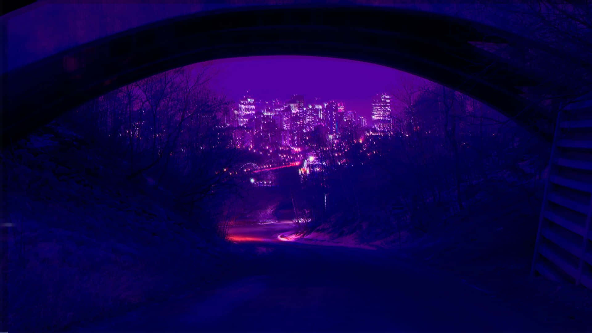 En lilla tunnel med udsigt til byen Wallpapers