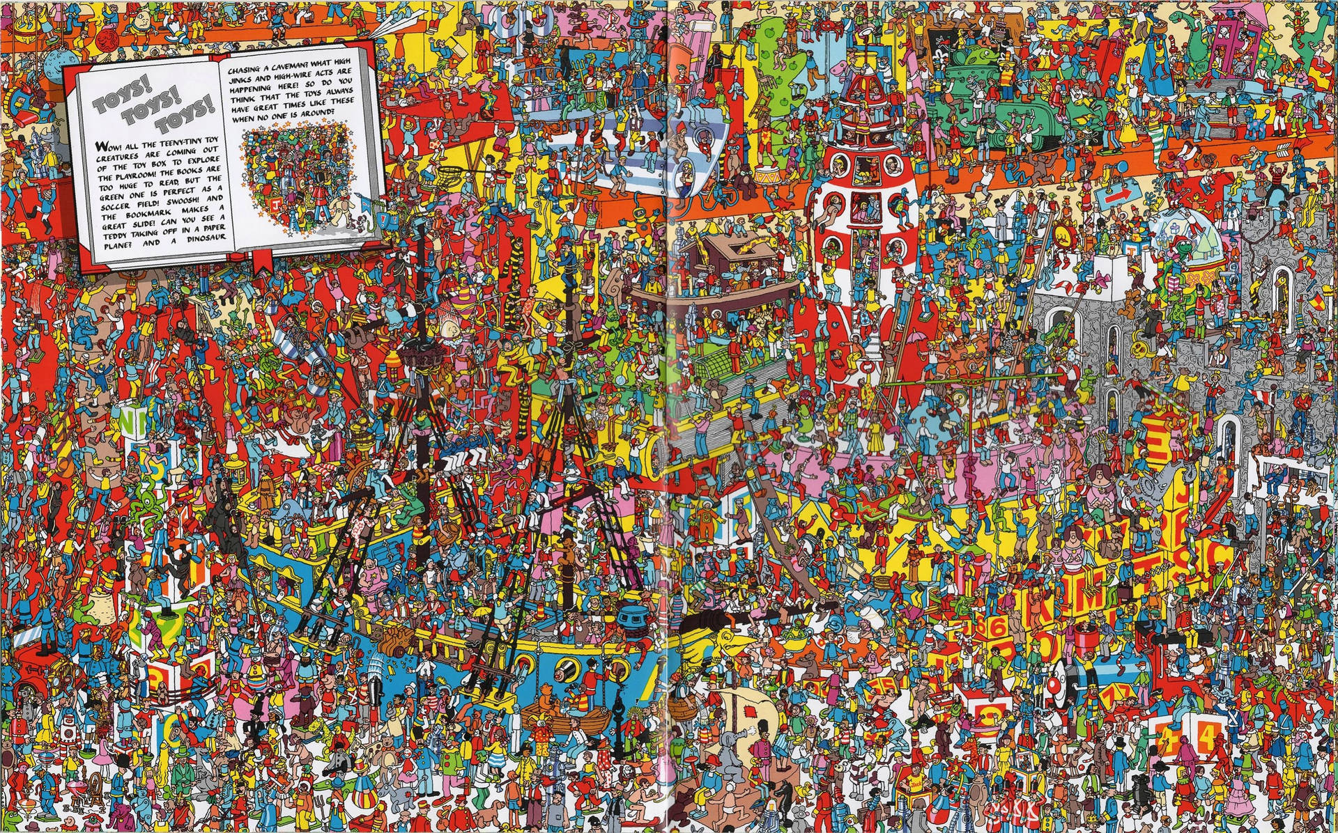 En livlig og spændende scene fra Hvor er Waldo med miniature legetøjsvæsner, der udløser en fængslende søgeoplevelse. — Biler Wallpapers