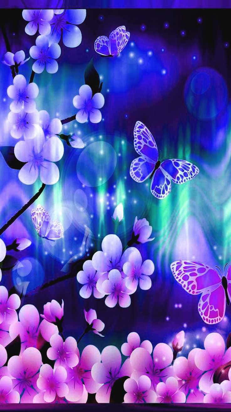 En livlig æstetisk sommerfugl i flugt. Wallpapers