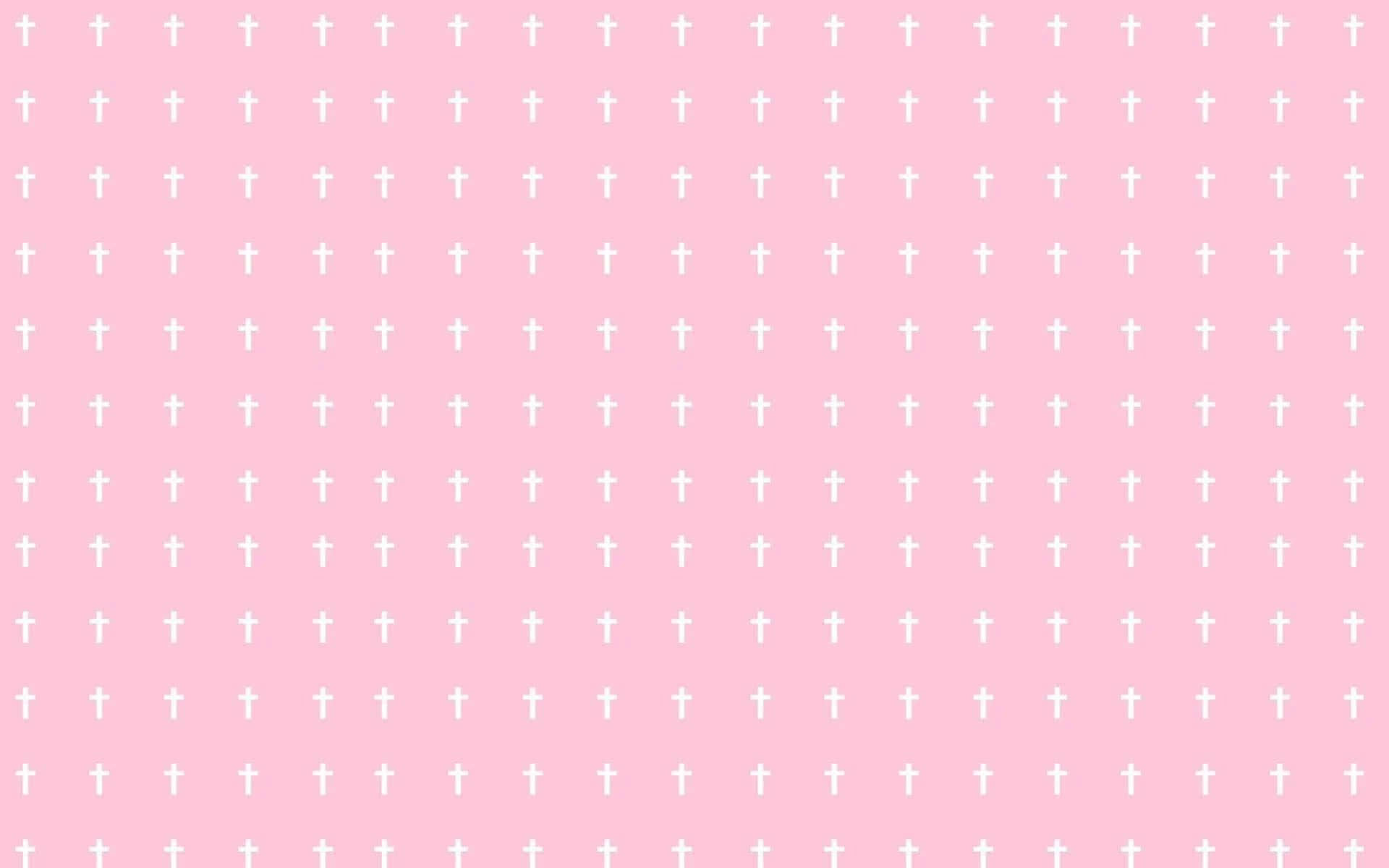 En lyserød baggrund med hvide krydser på Wallpapers