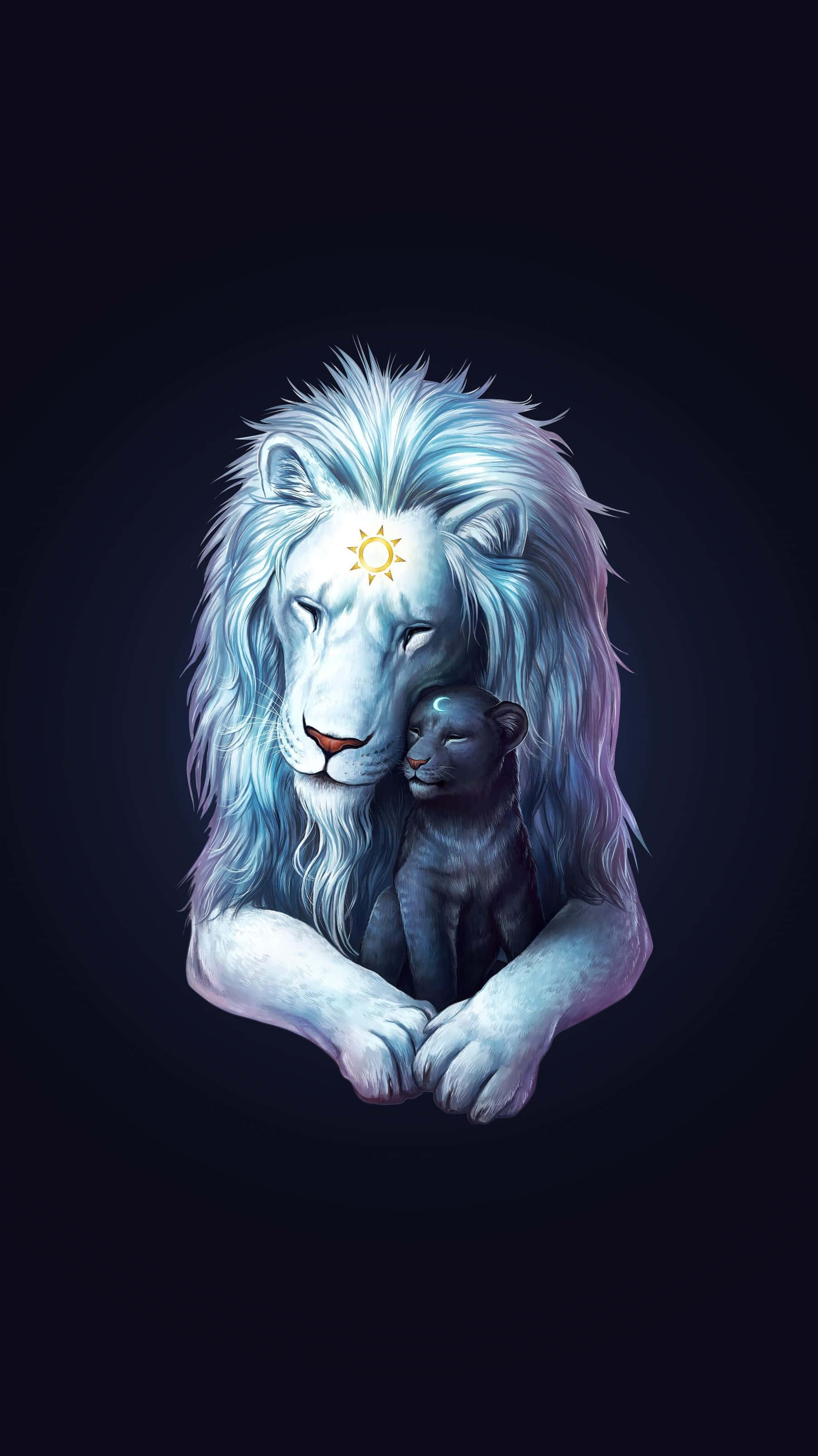 En majestætisk løve hviler stolt og overskuer sit rige Wallpapers