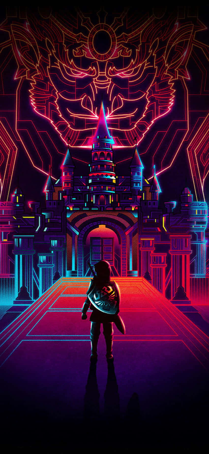 En mand står foran et neonslot Wallpapers