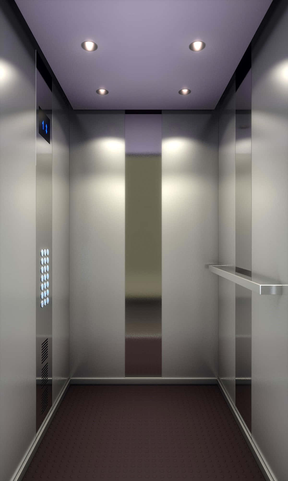en moderne elevator med et lilla gulv Wallpapers