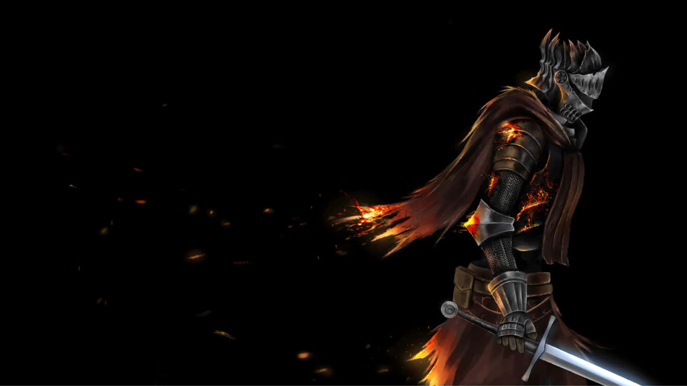 en mørk ridder med et sværd og flammer Wallpapers
