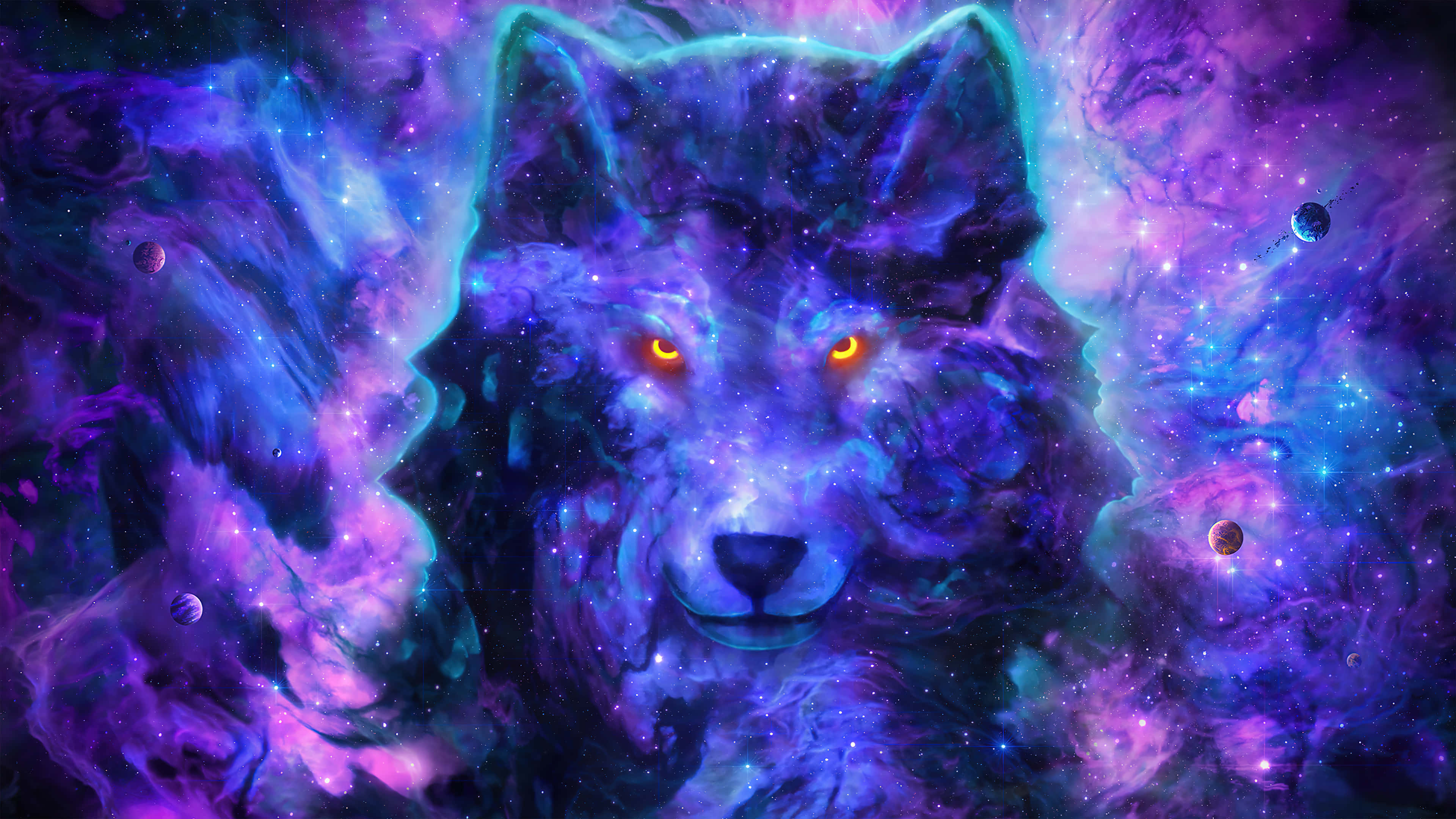 En mystisk, magisk galakseulv stirrer ind i stjernernes ukendte dybder. Wallpapers