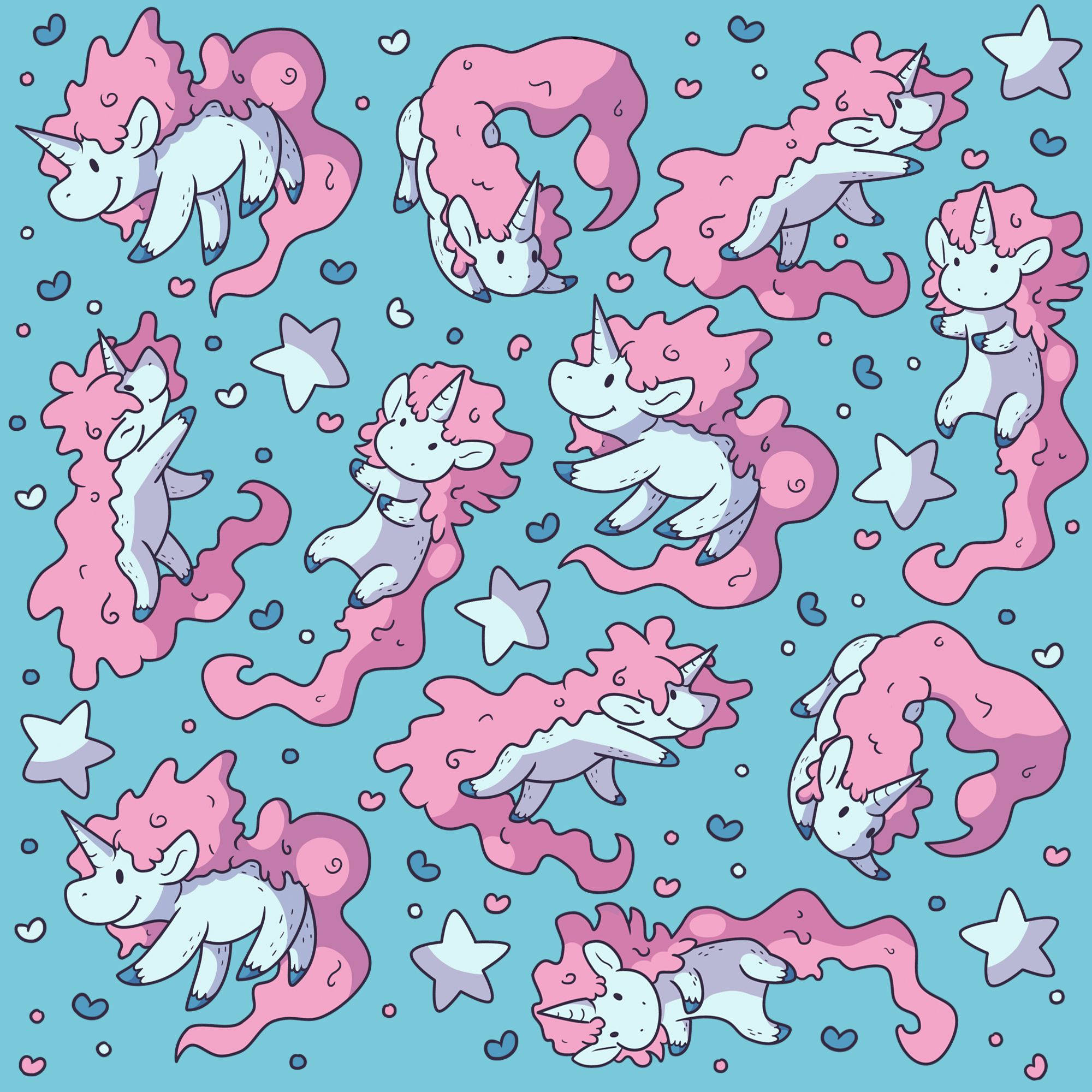 En mytisk regnbueenhjørning i en drømmeagtig baggrund Wallpapers