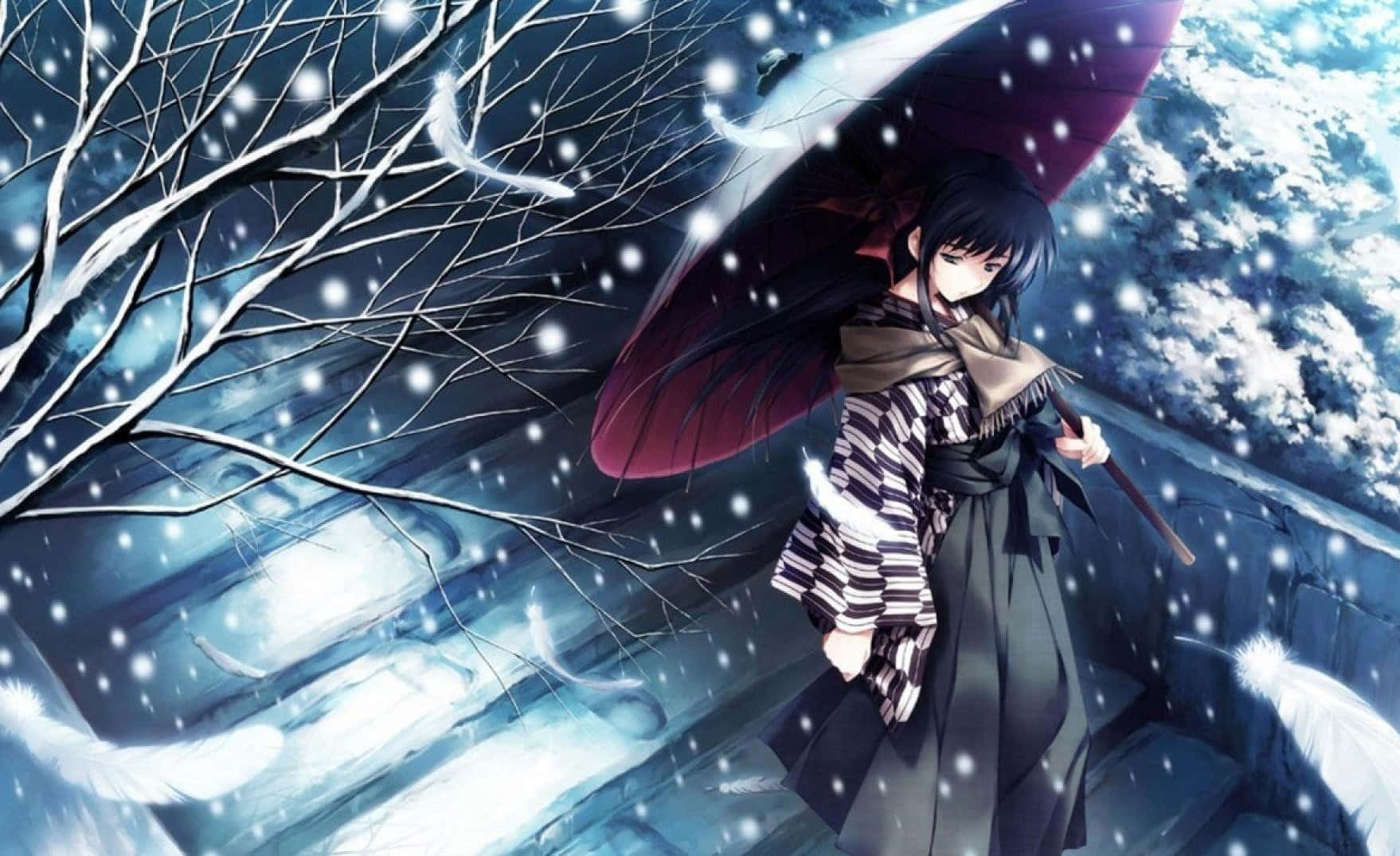 En pige står alene i sorg. Wallpapers