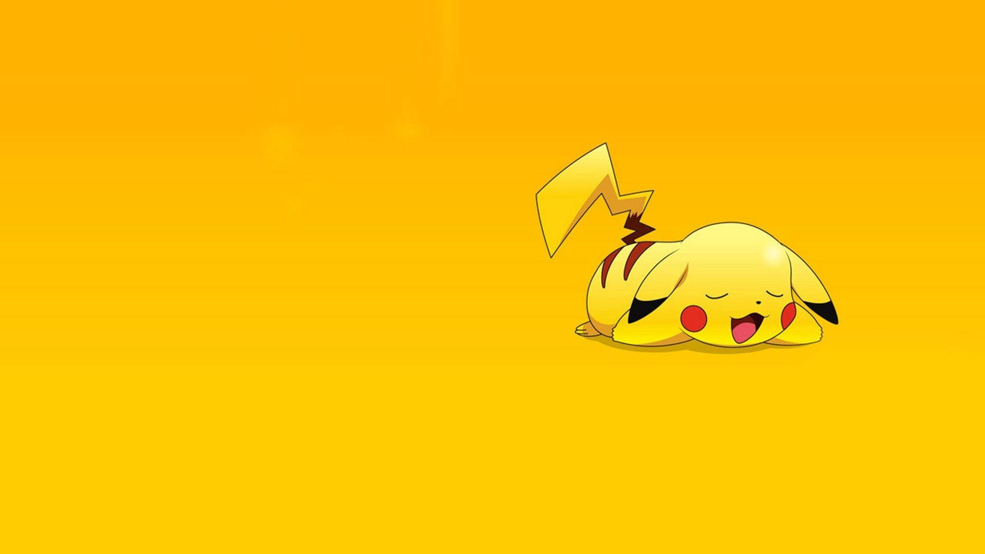 Wallpaper af Pikachu, der gaber på gul baggrund. — Pikachu Wallpapers