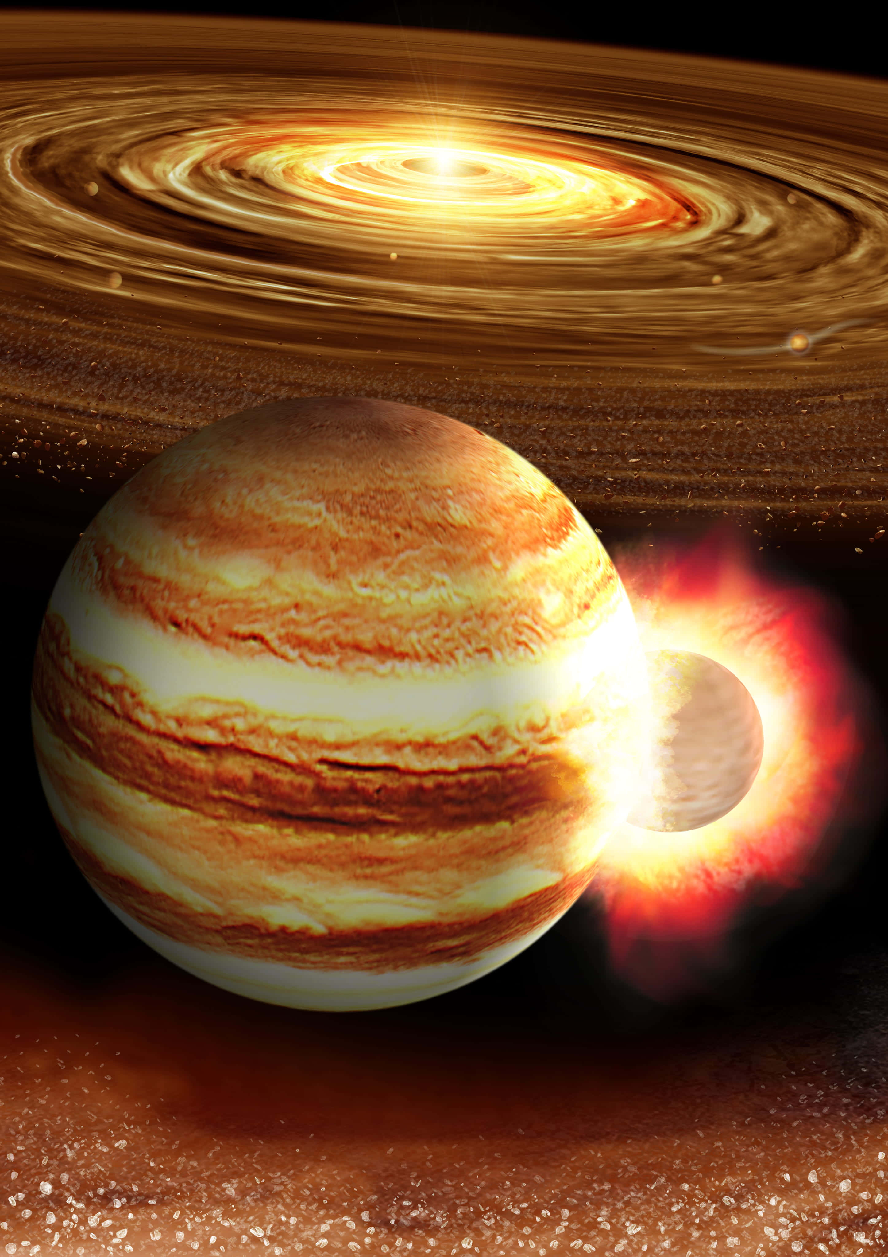en planet bliver ramt af en meteor Wallpapers