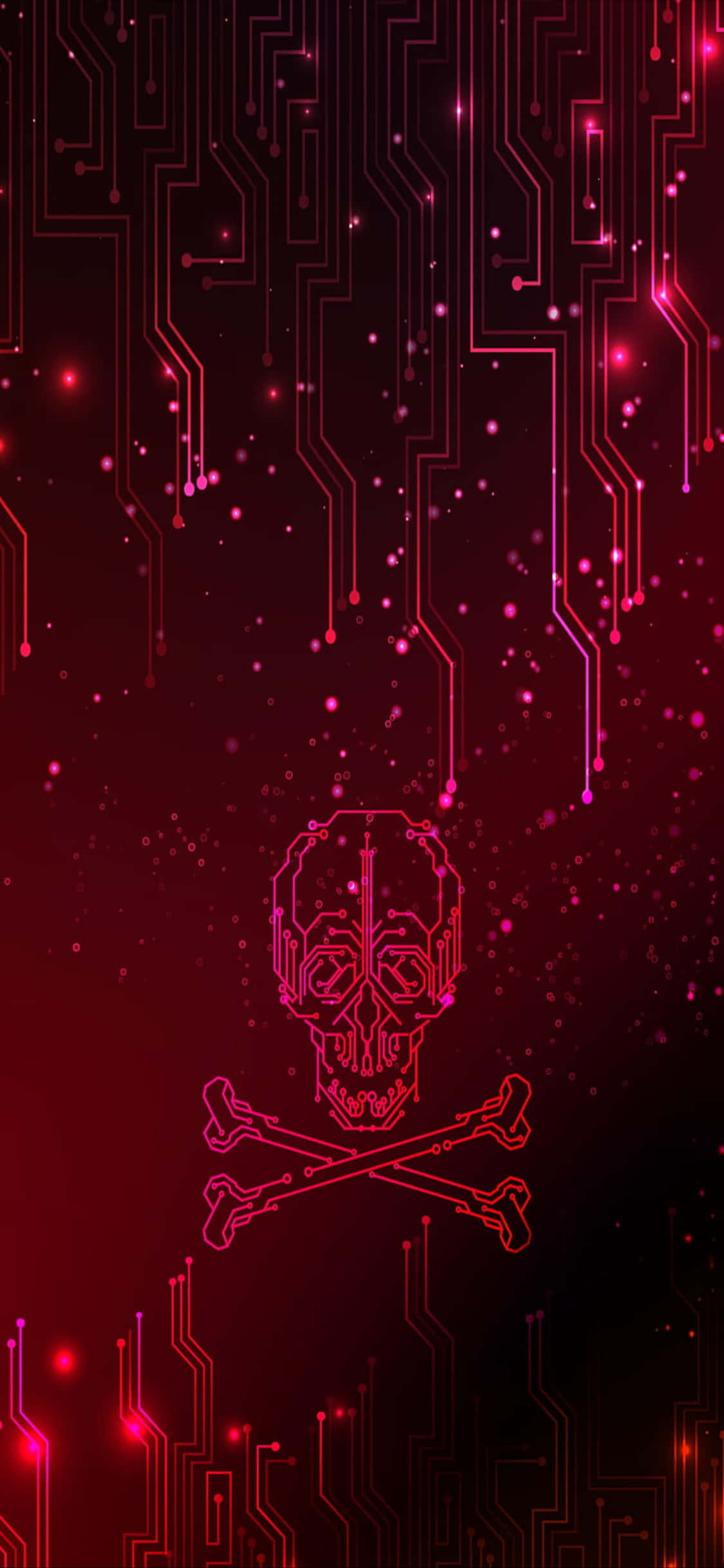 en rød baggrund med et kranium og korslagte ben Wallpapers