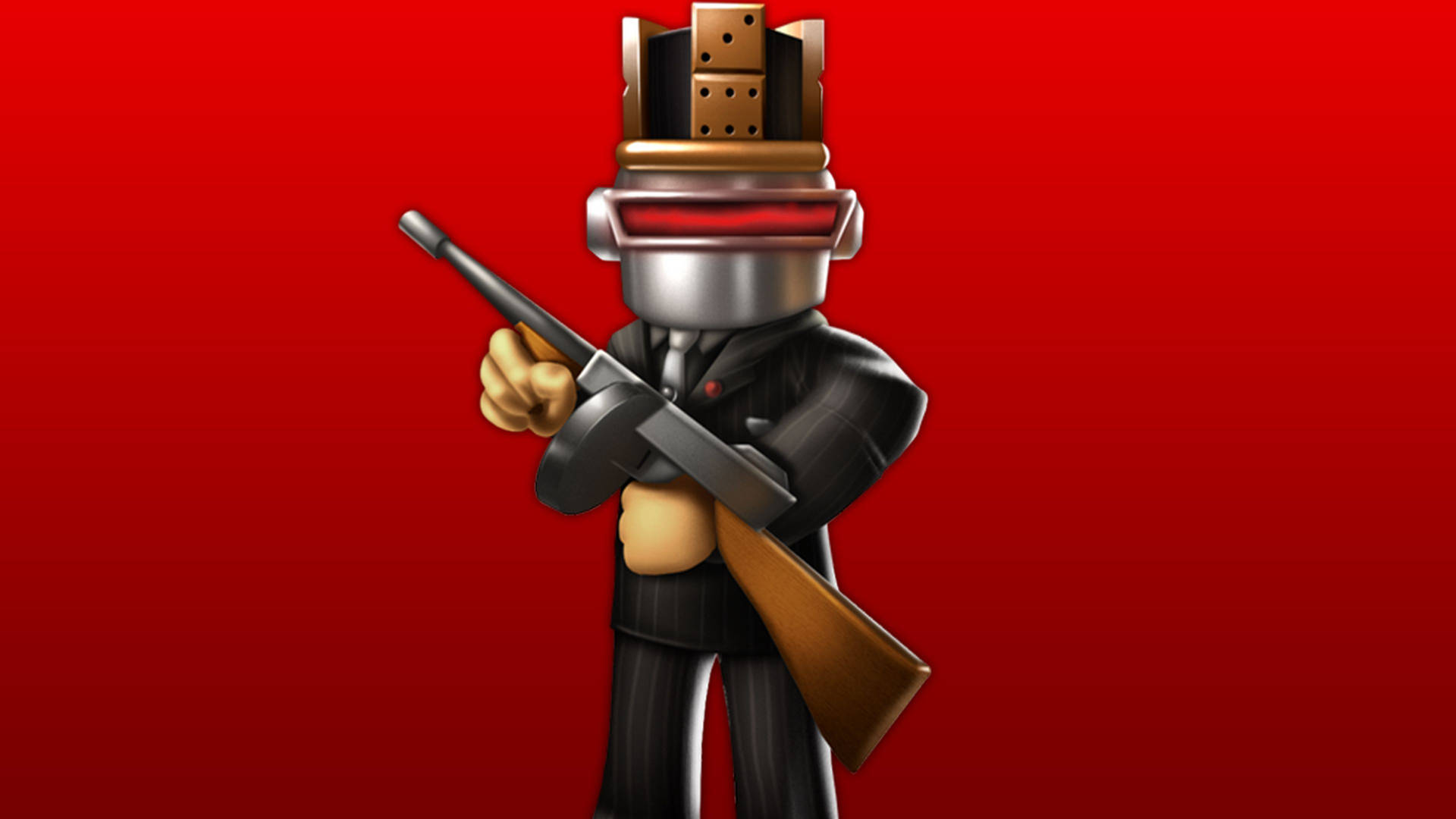 Fantastisk baggrund af avatar-robot-pistolmand i Roblox videospil. — Roblox Wallpapers