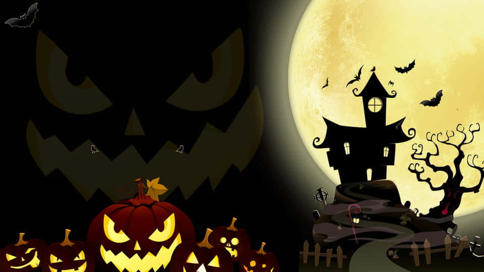 En sød lille heks og hendes venlige sorte kat forbereder sig til en klassisk Halloween-aften! Wallpapers
