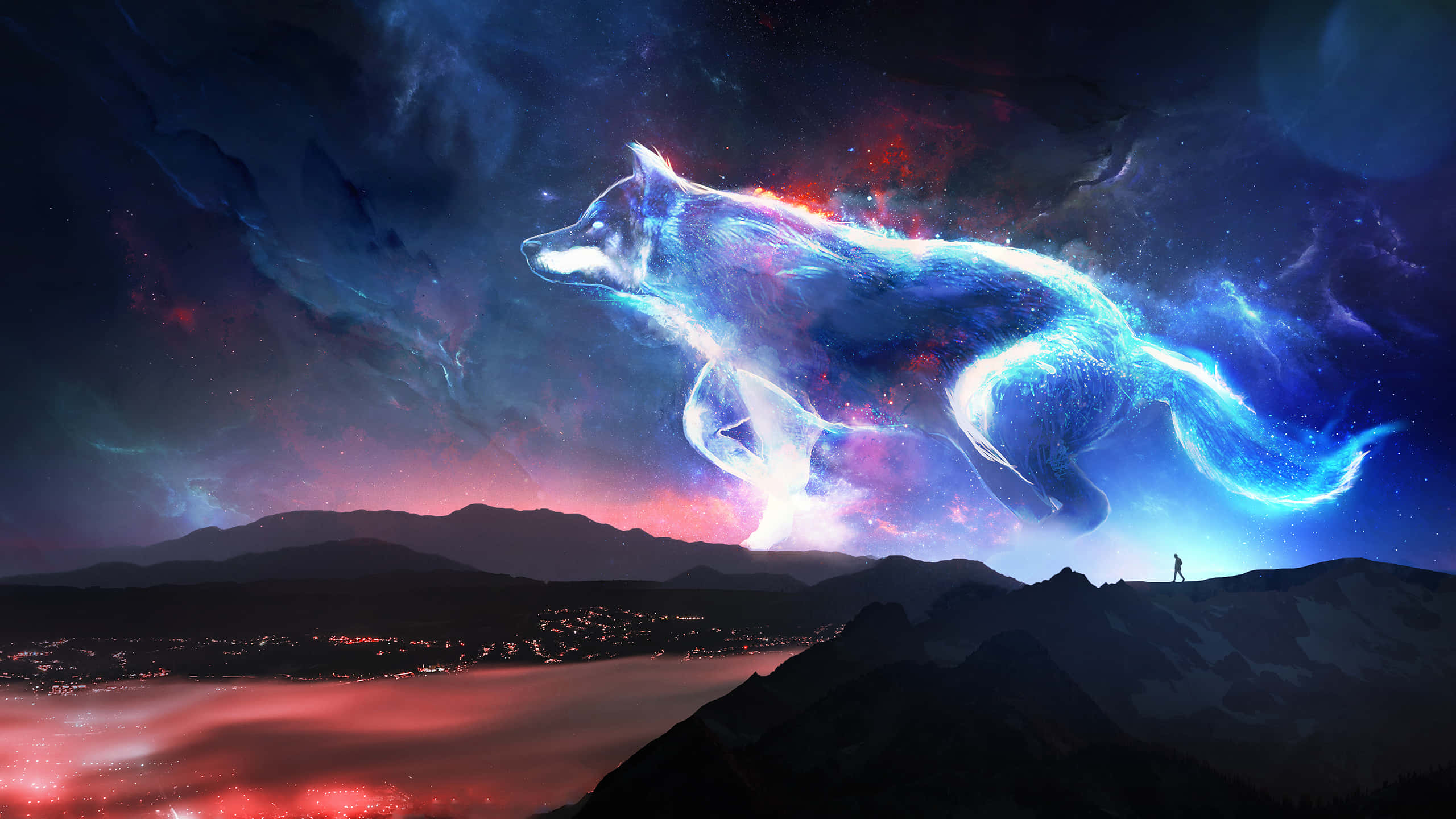 "En sej og mystisk ulv, der hyler mod nattehimlen". Wallpapers