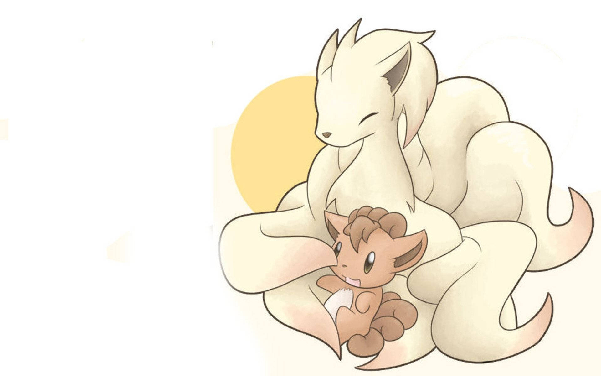 En simpel tegning af Ninetales og Vulpix Wallpapers