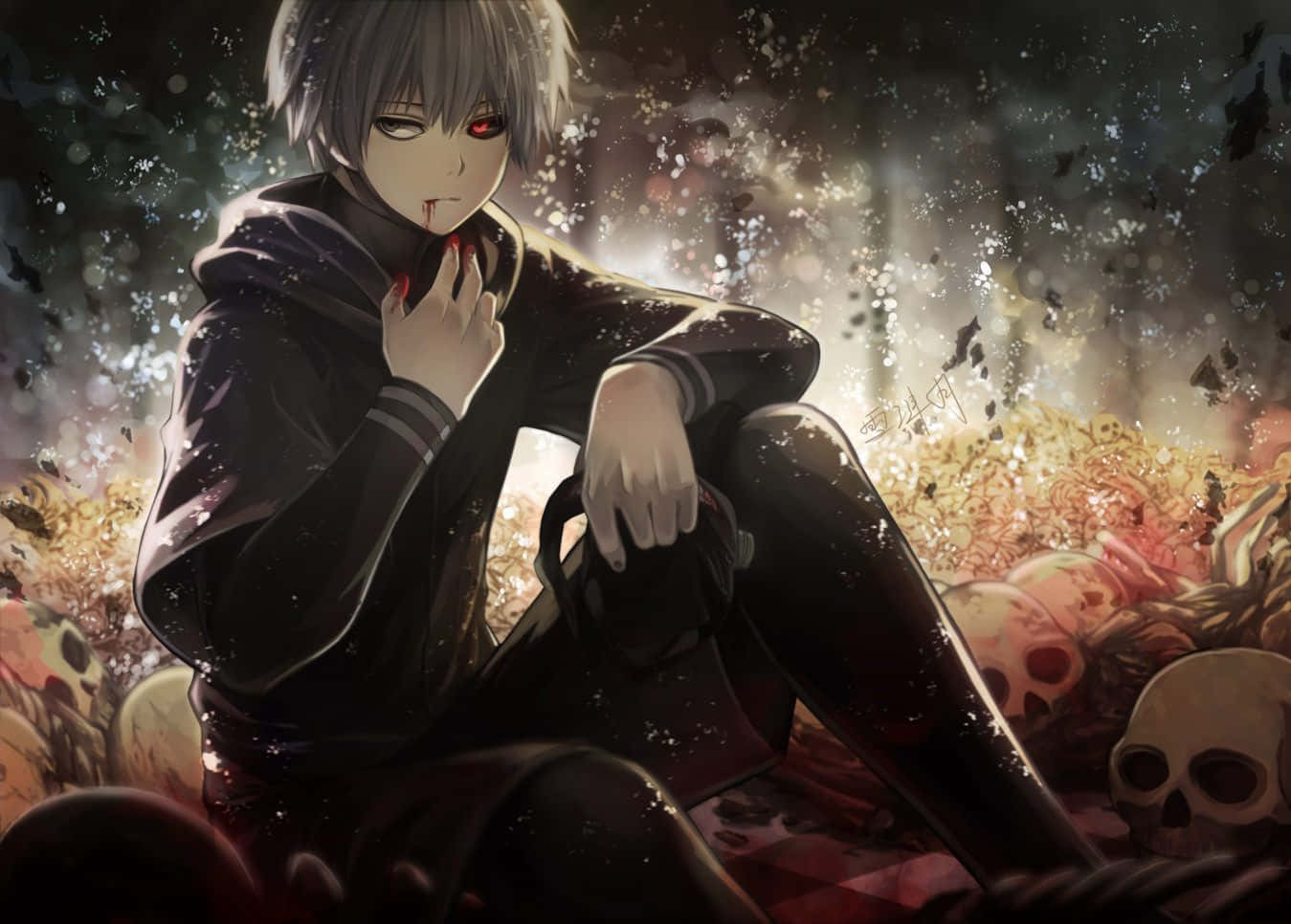 En skyggefuld skikkelse stirrer ud fra Tokyo Ghoul Wallpapers