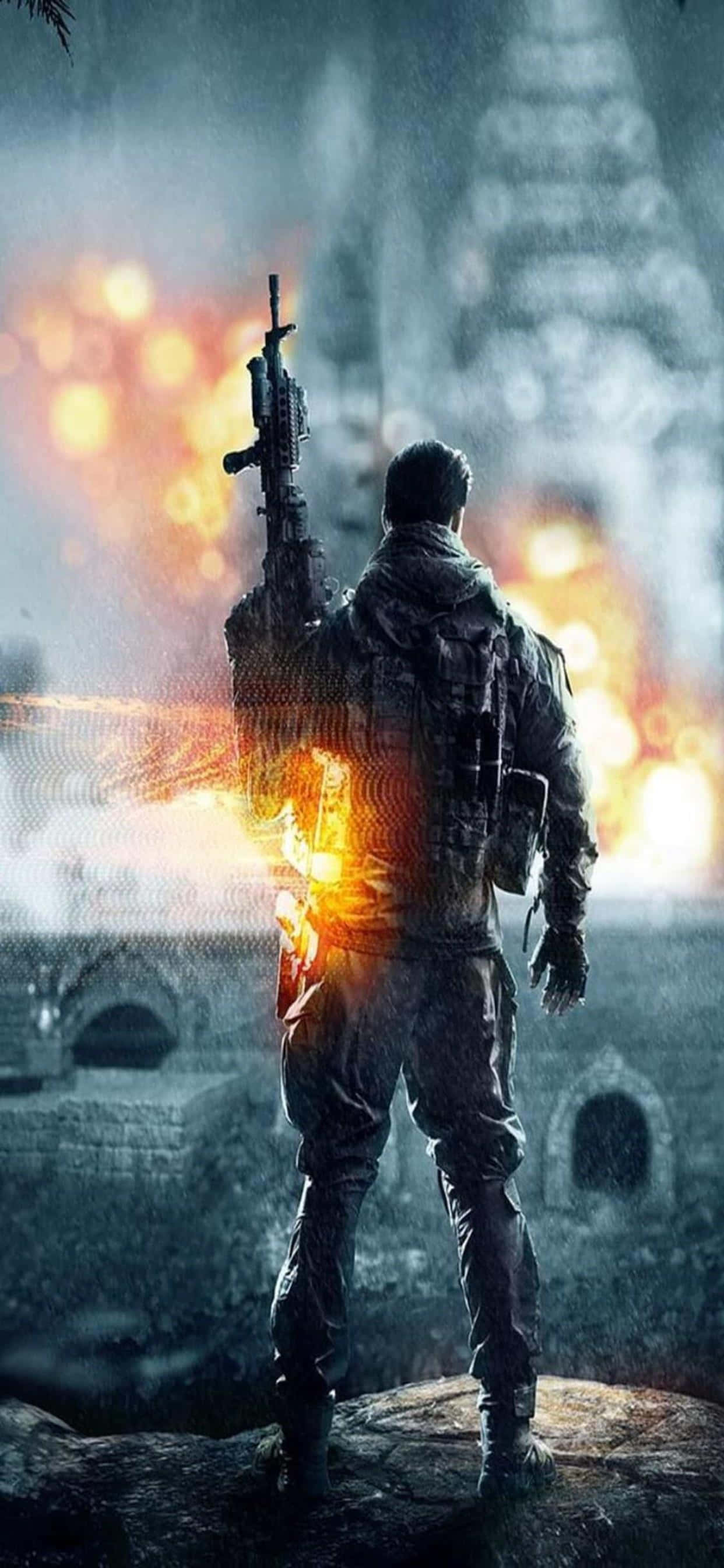 En slagmark fyldt med spænding på iPhone Xs Max i Battlefield 4 Wallpapers
