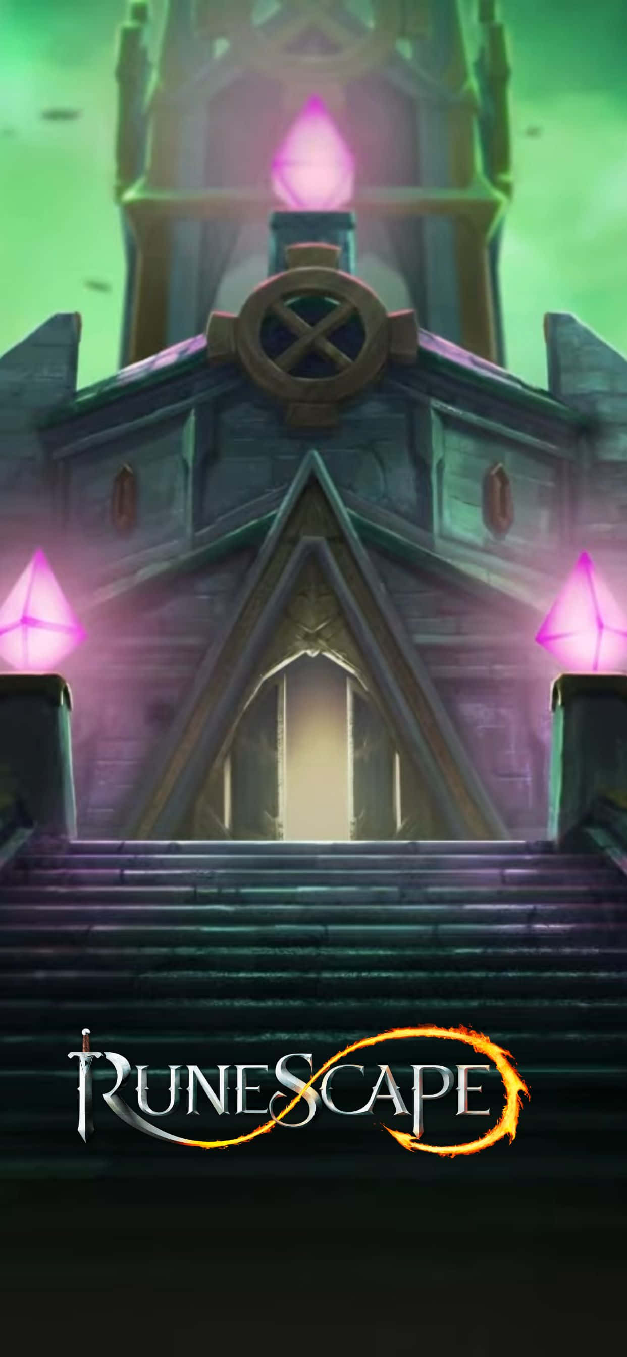 En smuk blå himmel i Runescape-spillet, set fra en iPhone XS Max Wallpapers