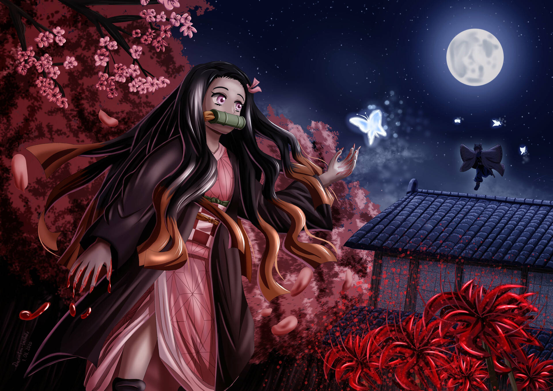 En smuk Demon Slayer Nezuko 4K billede Wallpapers
