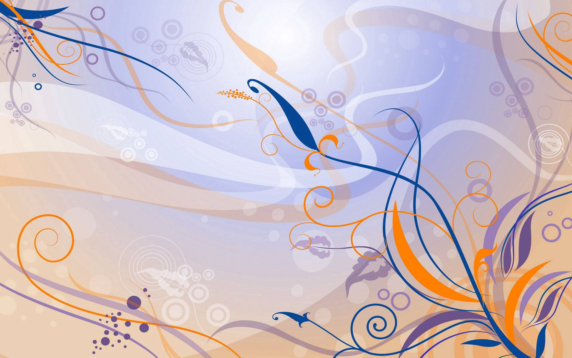 Lilla blade med orange vinstokke og blomster tapet. — Lilla Wallpapers