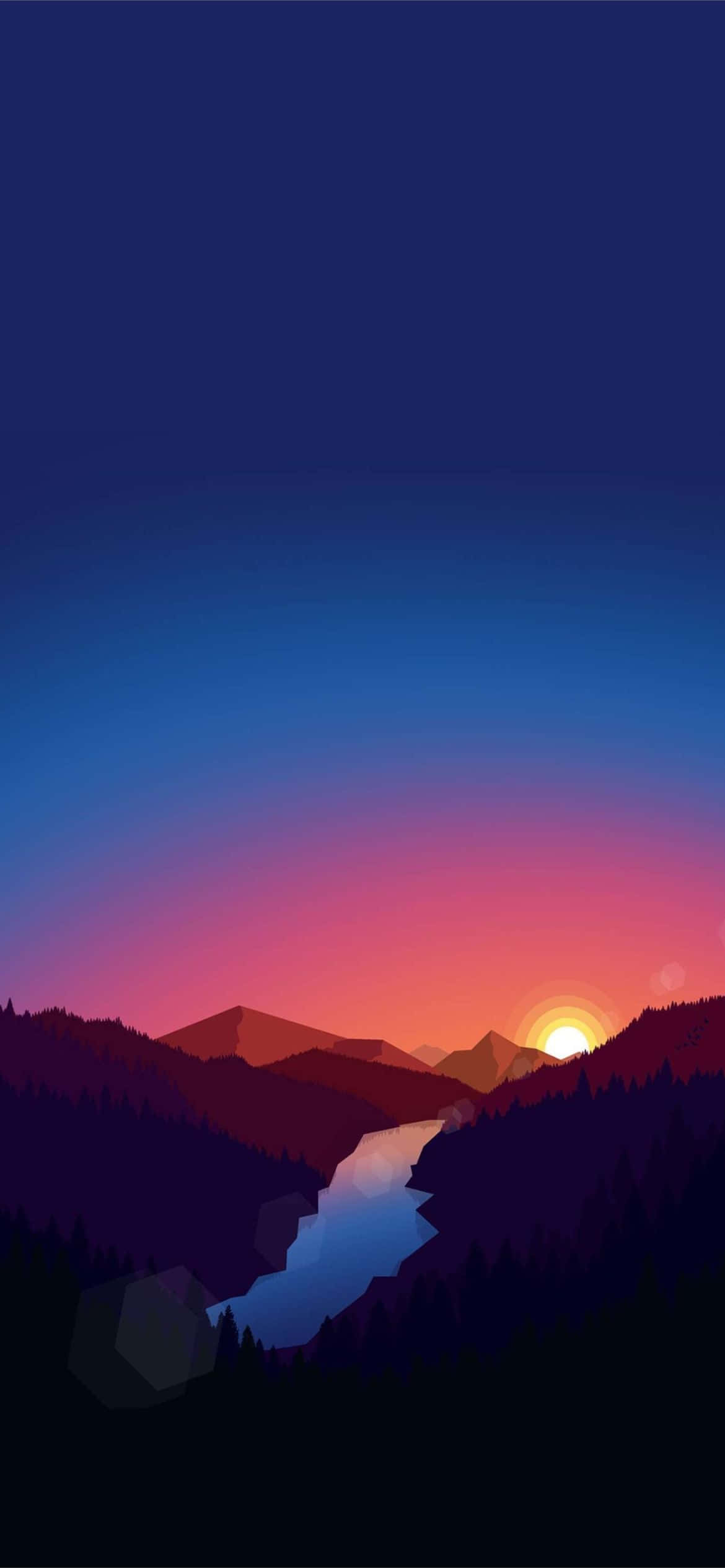 en solnedgang over et bjerglandskab Wallpapers