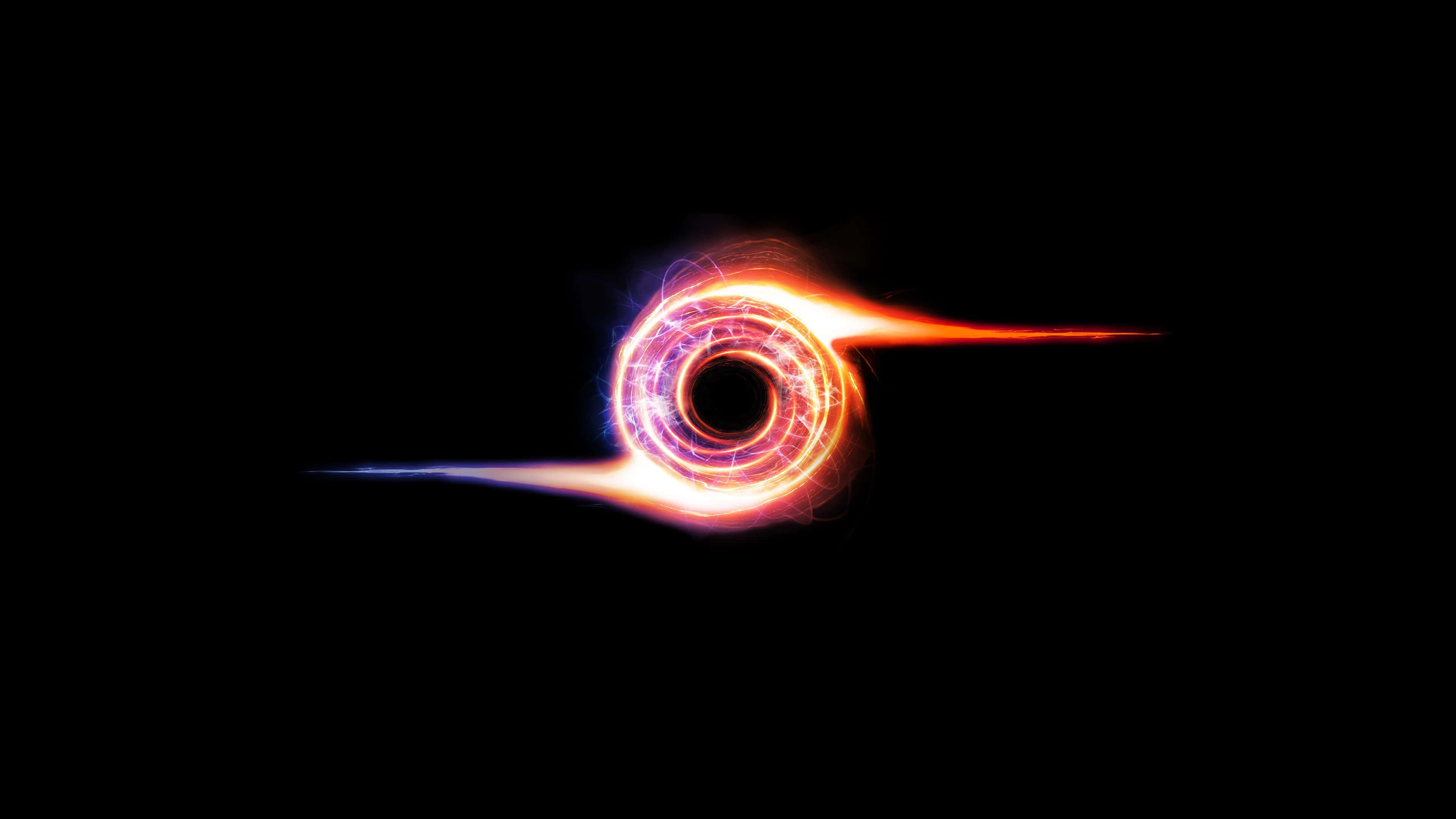 en sort baggrund med et rødt og blåt hvirvlende design Wallpapers