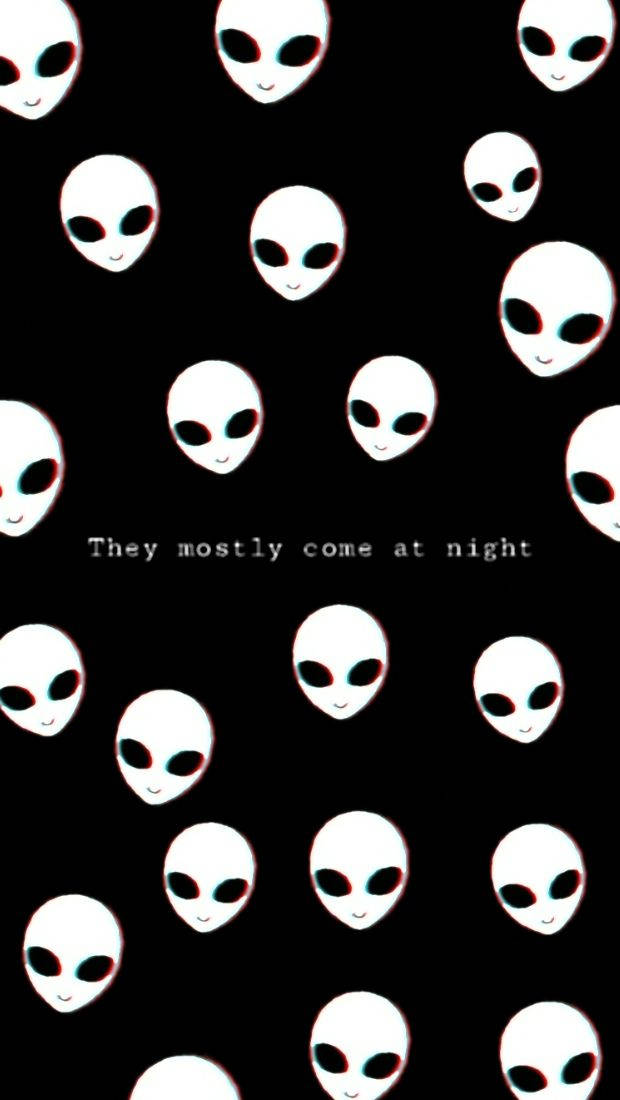 en sort baggrund med hvide alien-ansigter Wallpapers