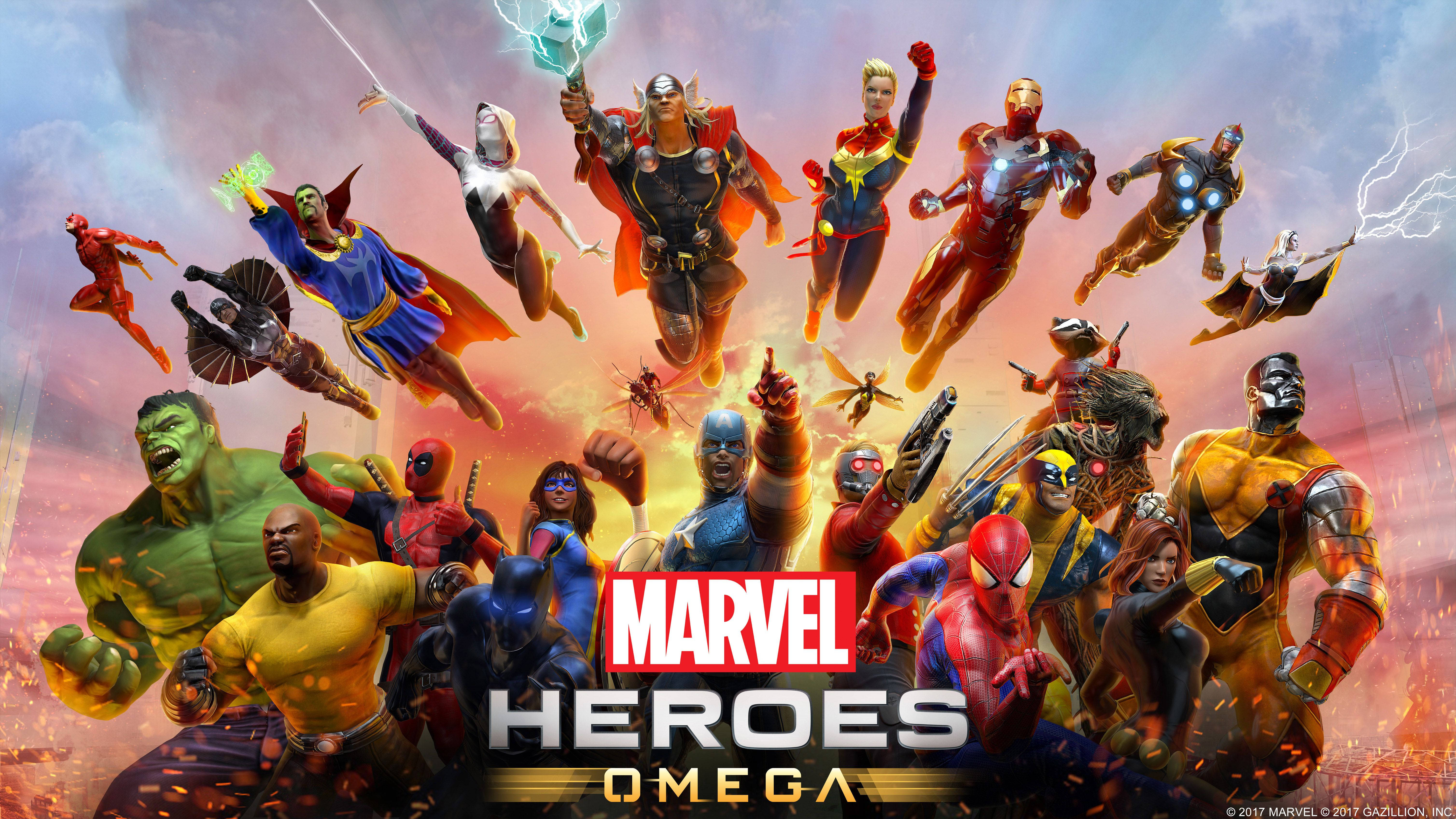En stjernespækket række af Marvel-helte Wallpapers