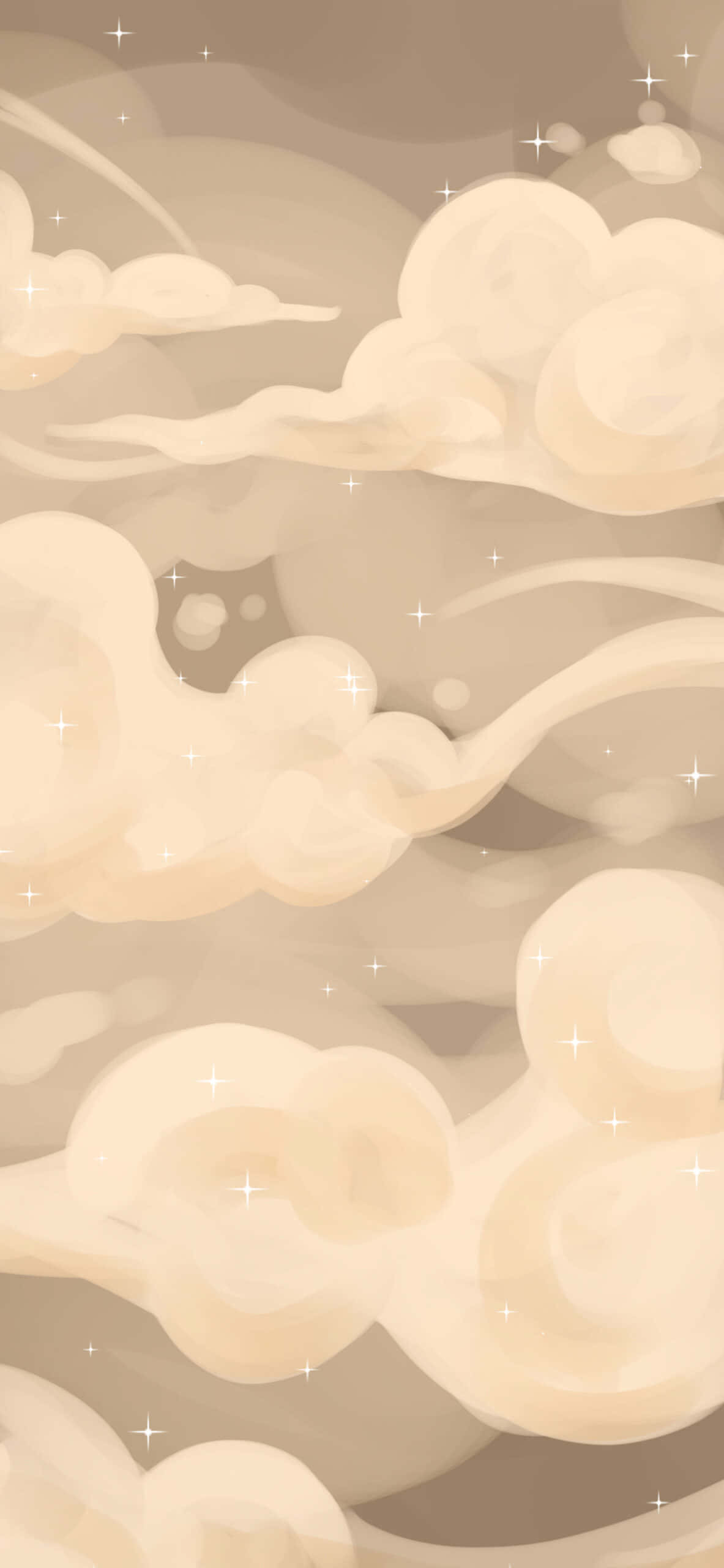 en tegneserieillustration af skyer på himlen Wallpapers