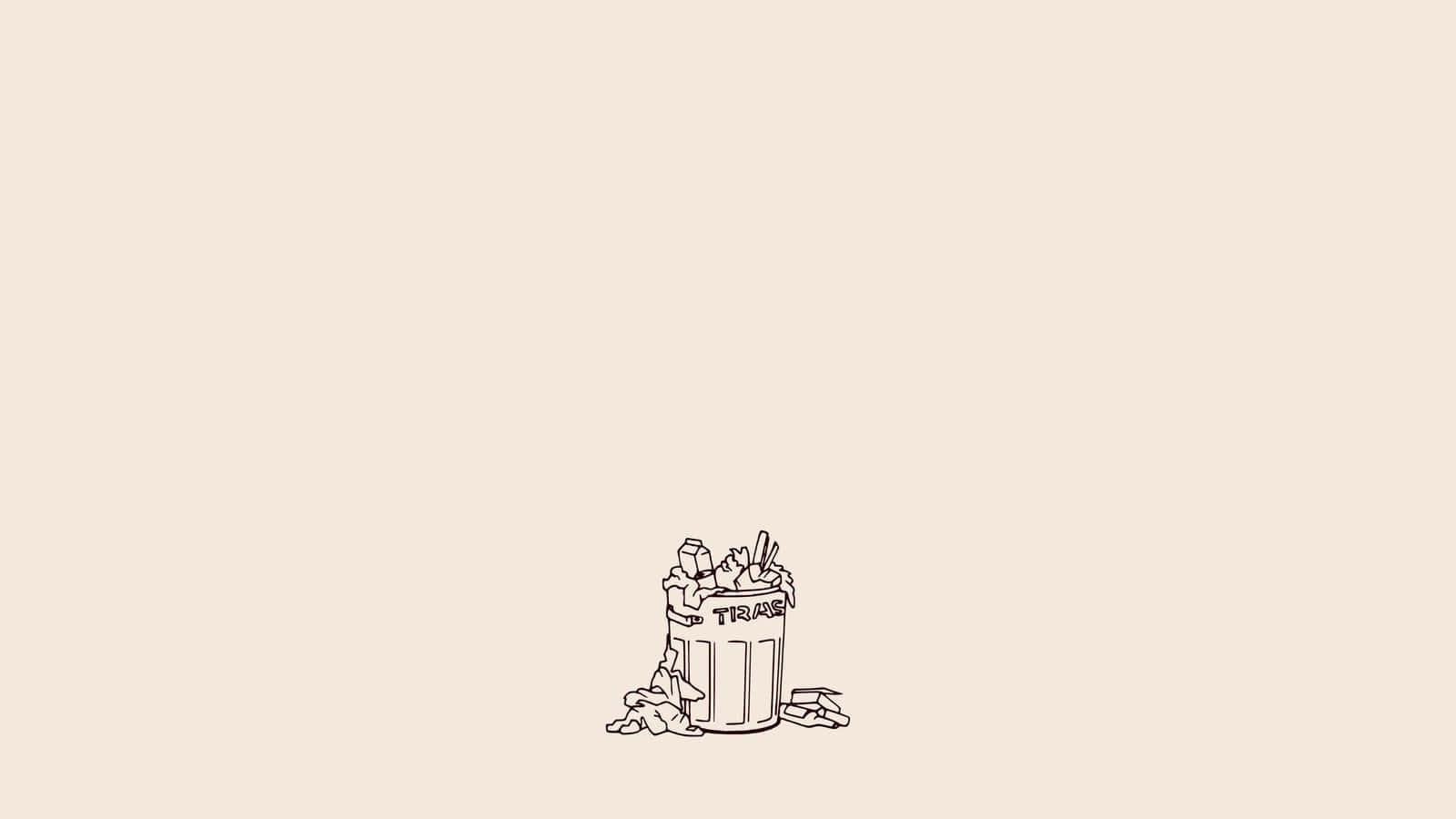 en tegning af en hund på en beige baggrund Wallpapers