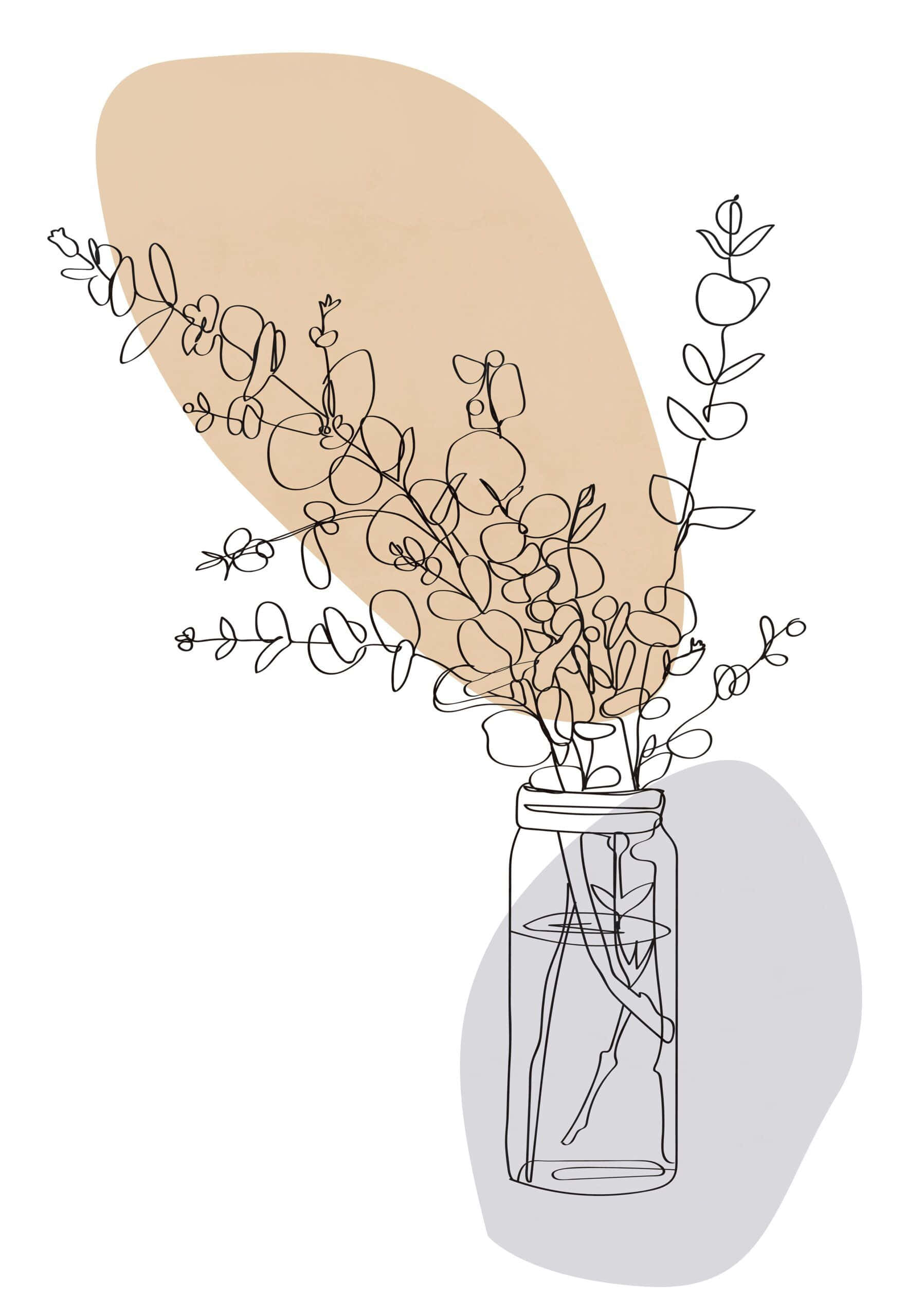 en tegning af en vase med blomster i Wallpapers