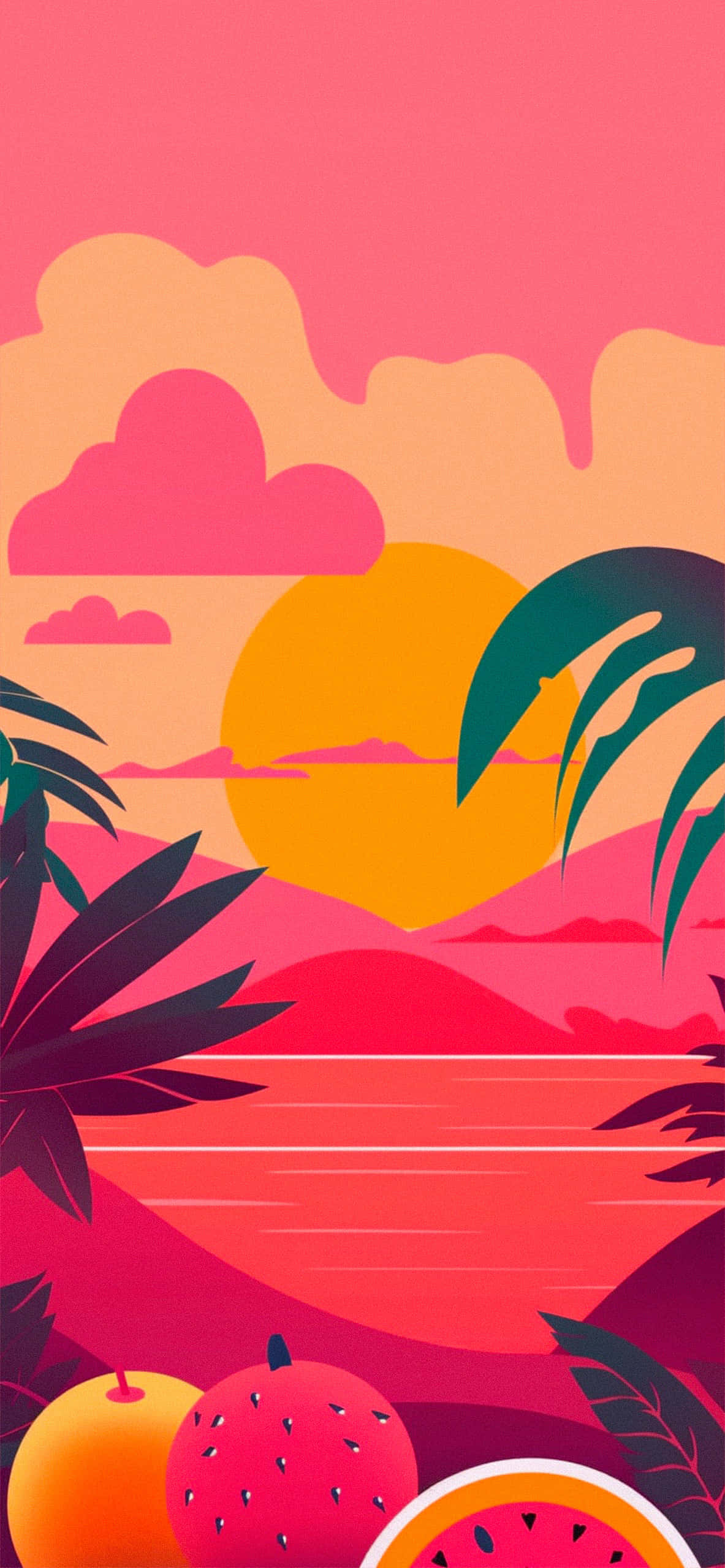 en tropisk scene med vandmelon og ananas Wallpapers