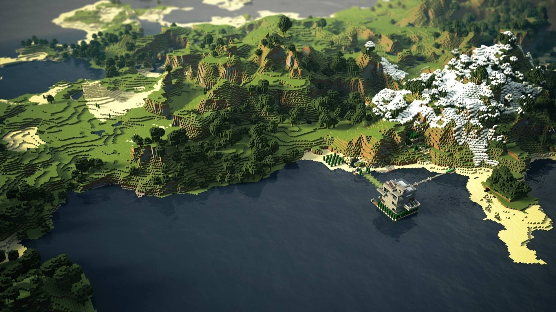 En udsigt over en Minecraft skovbiom Wallpapers