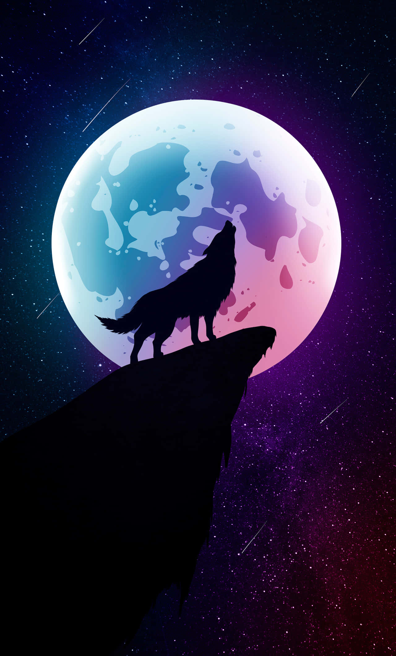 En ulv hyles mod fuldmånen Wallpapers