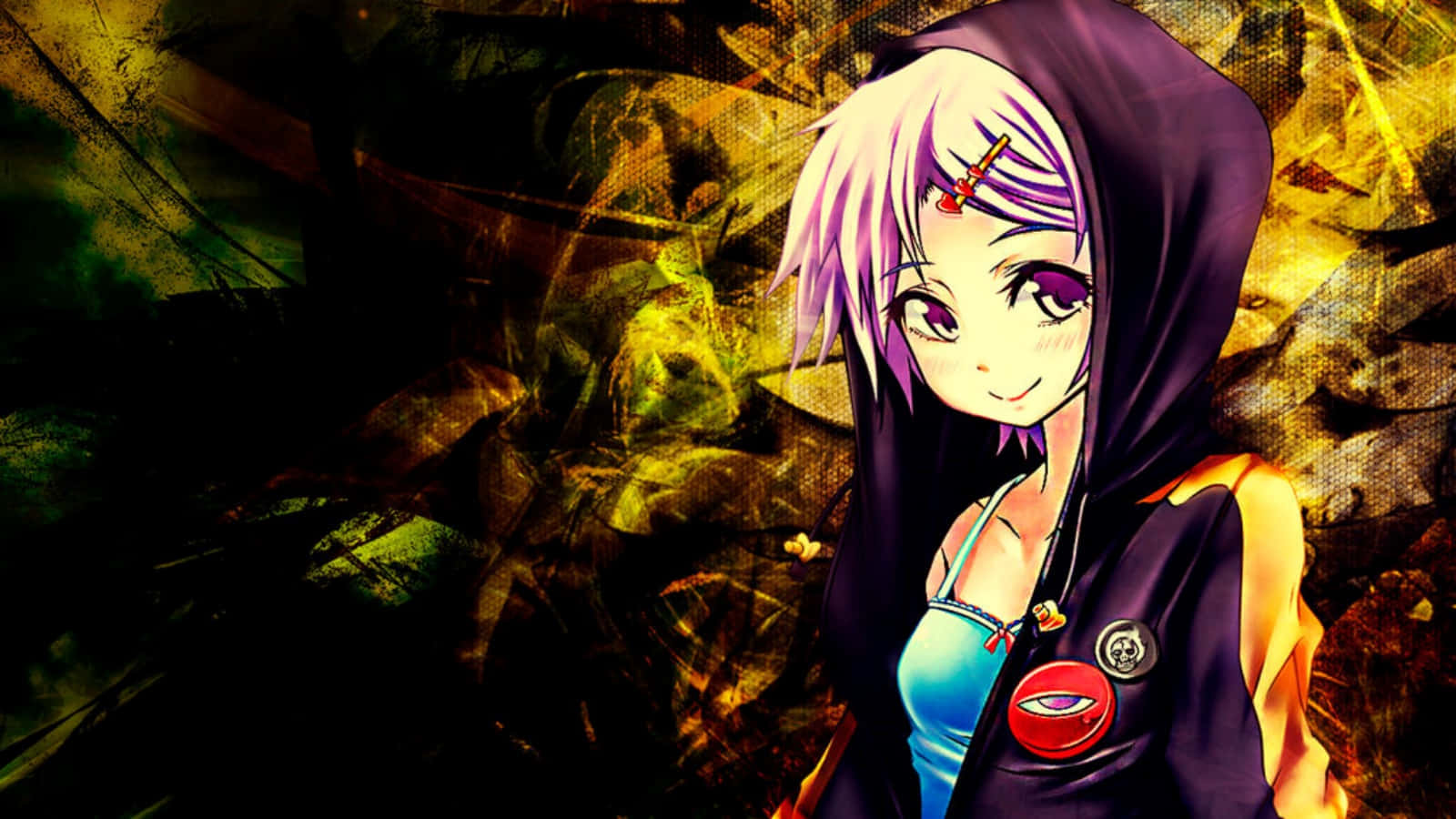 En ung pige iført en anime-inspireret hættetrøje til et stilfuldt look Wallpapers